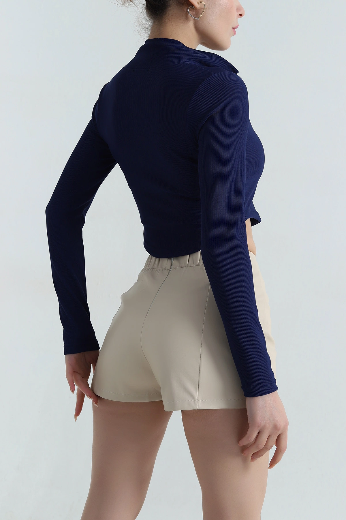 Lacivert Fermuarlı Ottoman Kadın Bluz 406095