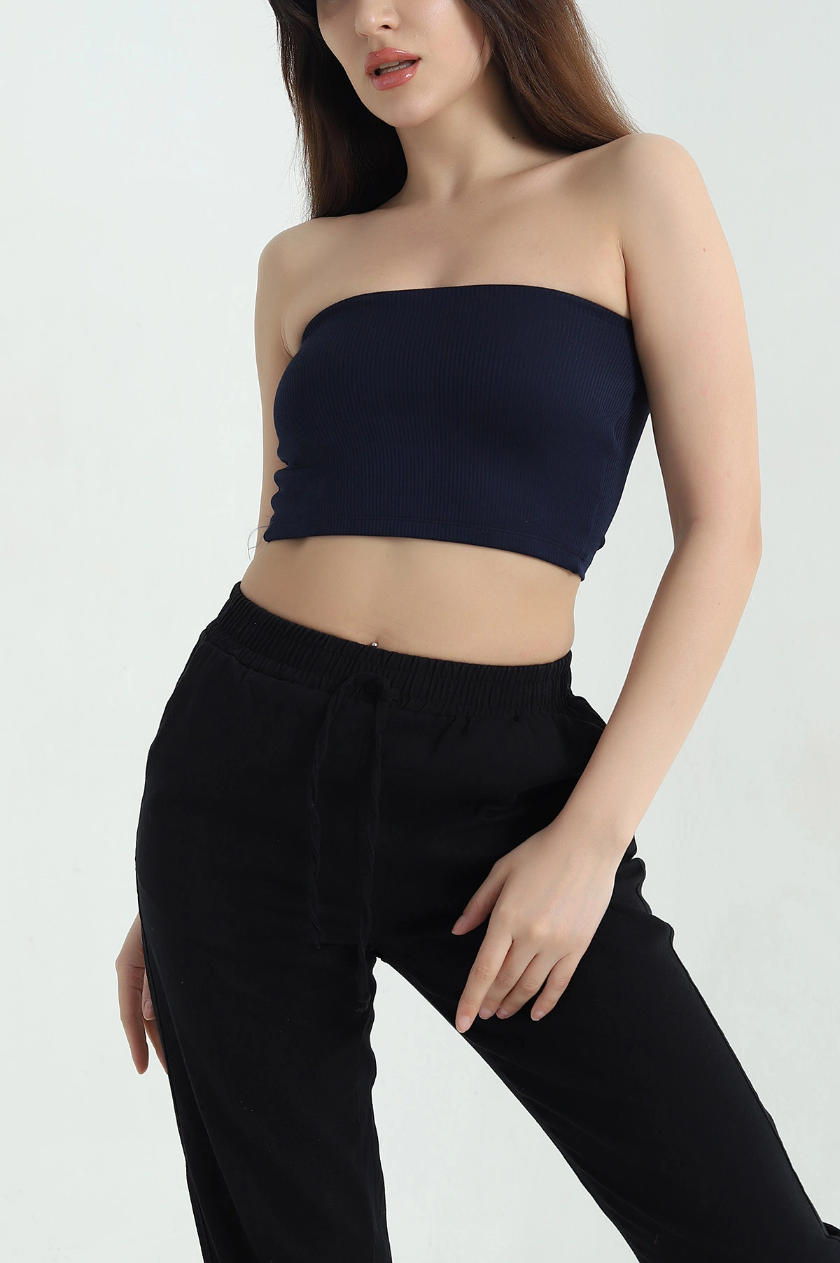 Lacivert Fitilli Kaplı Straplez Büstiyer 352147