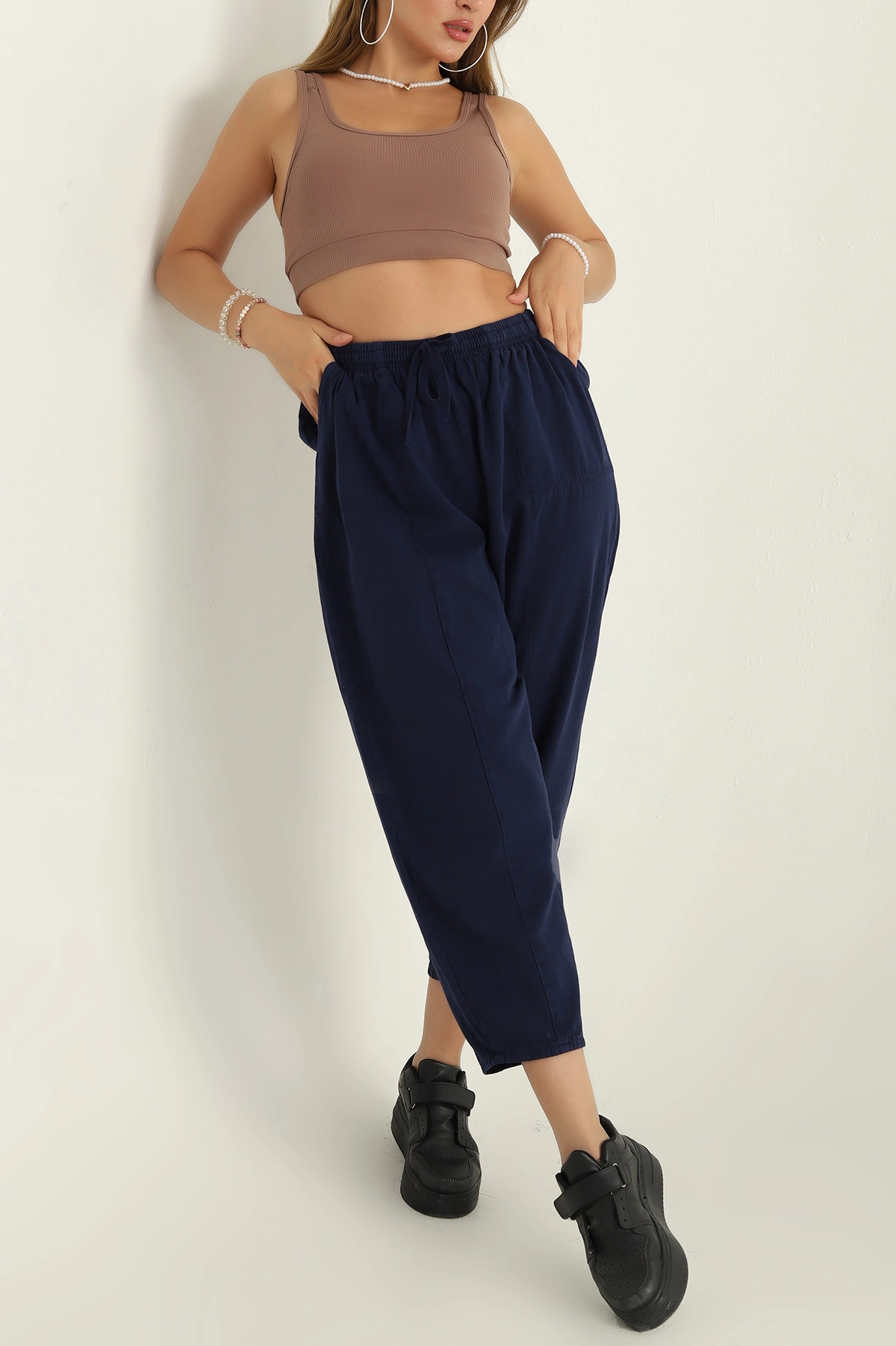 Lacivert Gabardin Çimalı Bayan Pantolon 300325