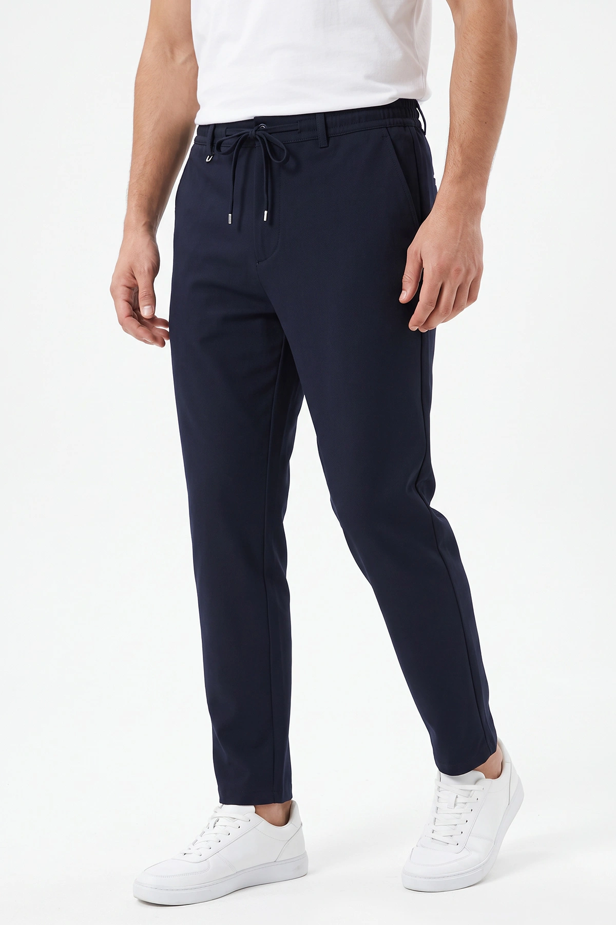 Lacivert Gabardin Kumaş Bağlamalı Erkek Pantolon 491671