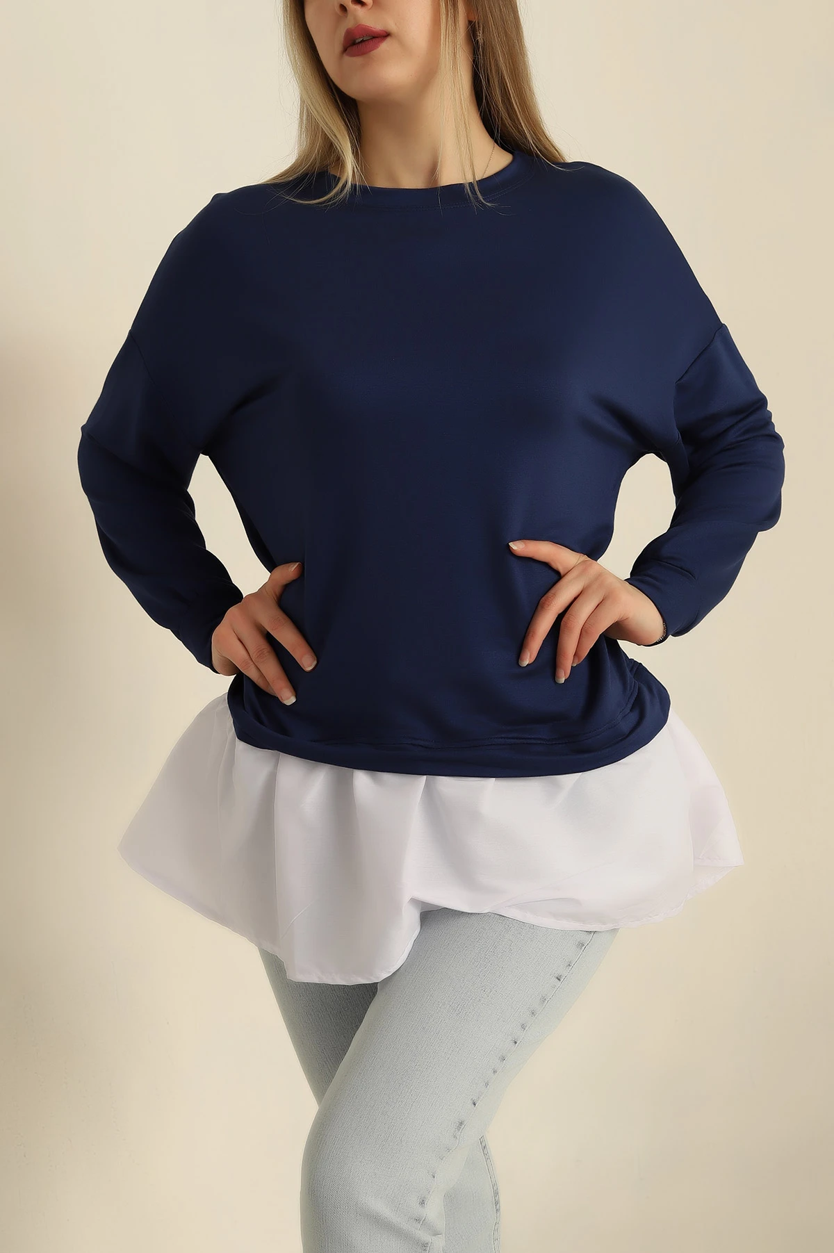 , Lacivert Garnilli Oysho Kumaş Tunik 261722