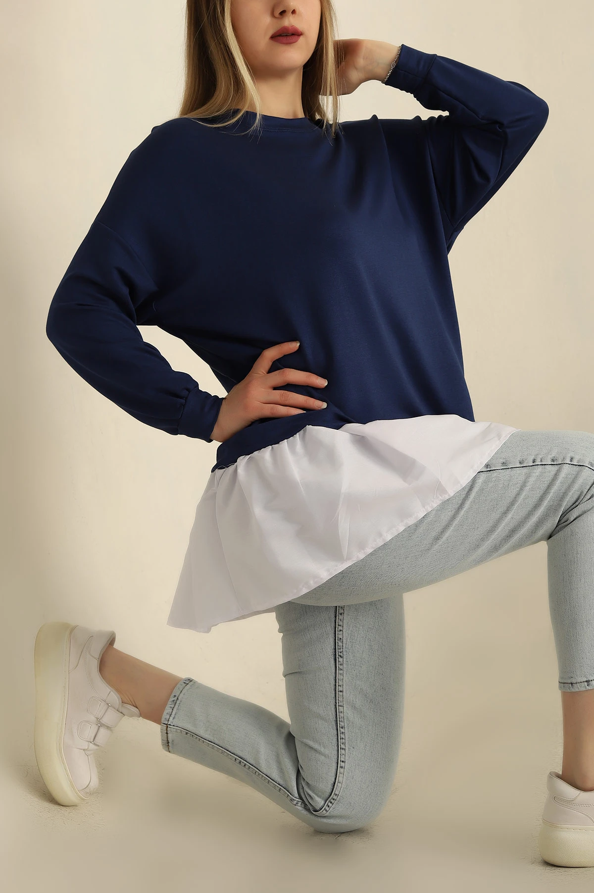 , Lacivert Garnilli Oysho Kumaş Tunik 261722