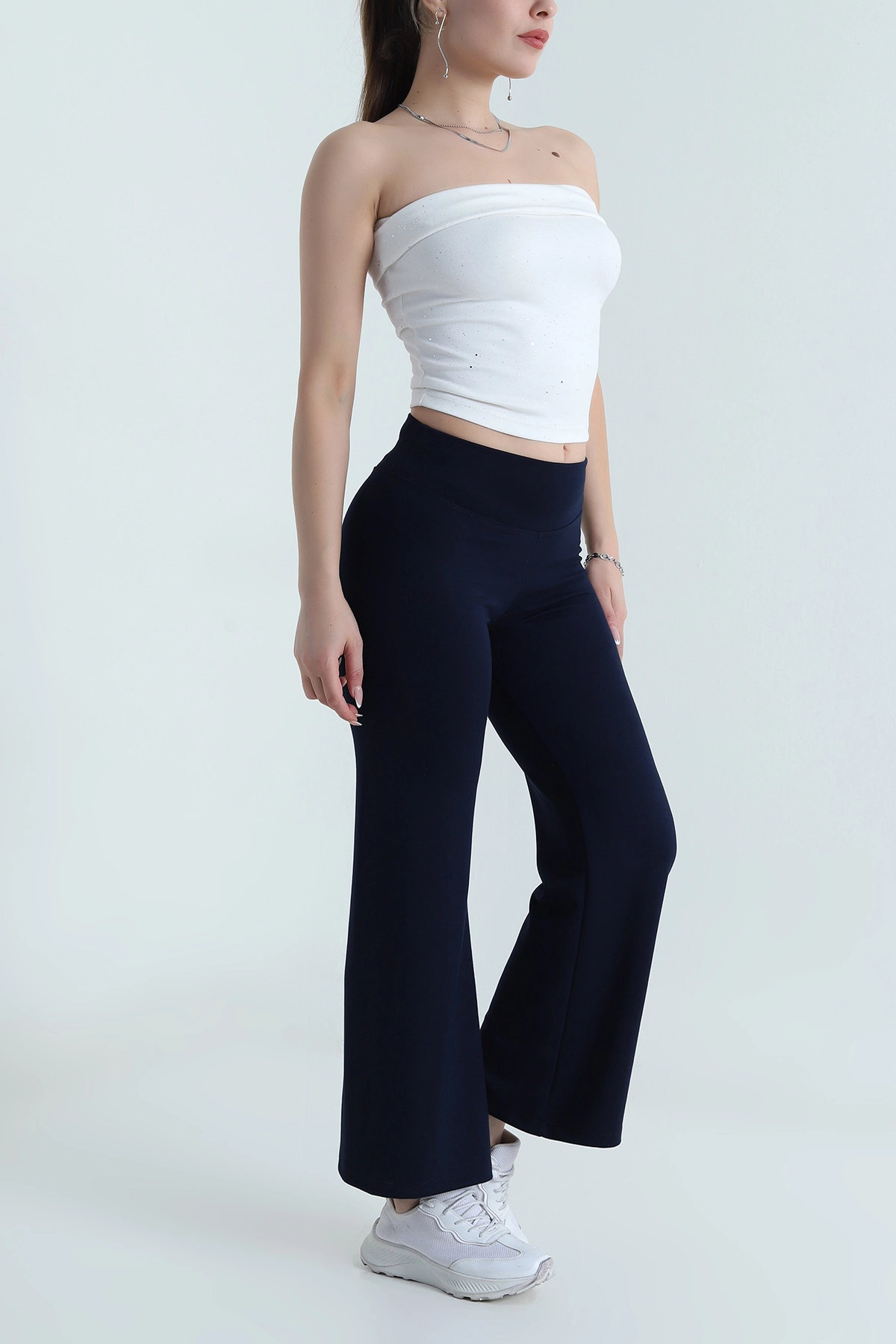 Lacivert Geniş Paça Modal Kadın Pantolon 490724