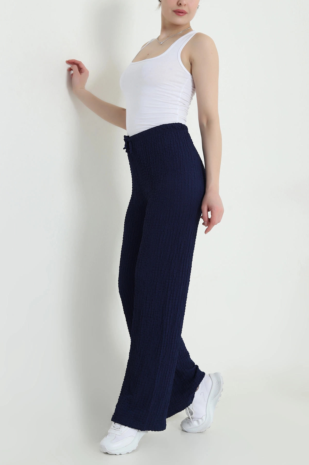 Lacivert Gofre Kumaş Kadın Pantolon 449956