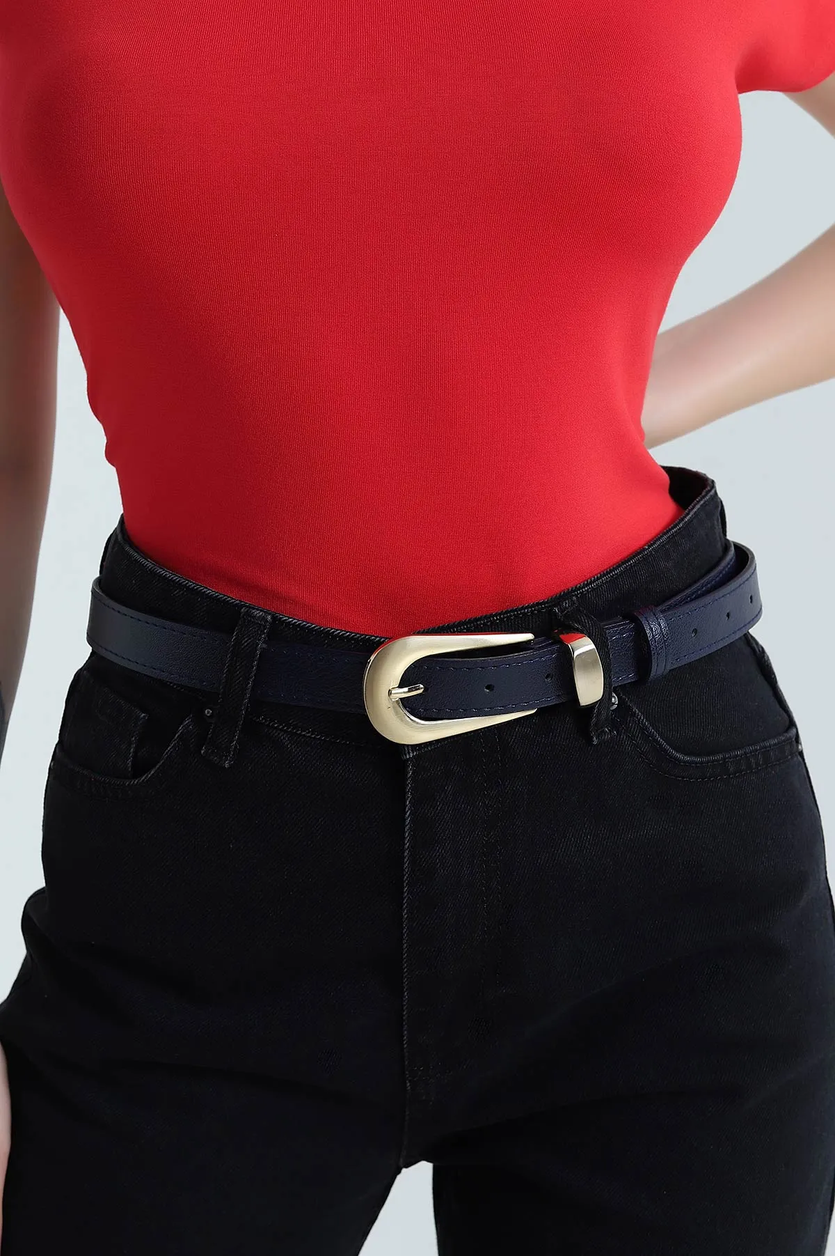 Lacivert Gold Toka Detaylı Kadın Kemer 470478