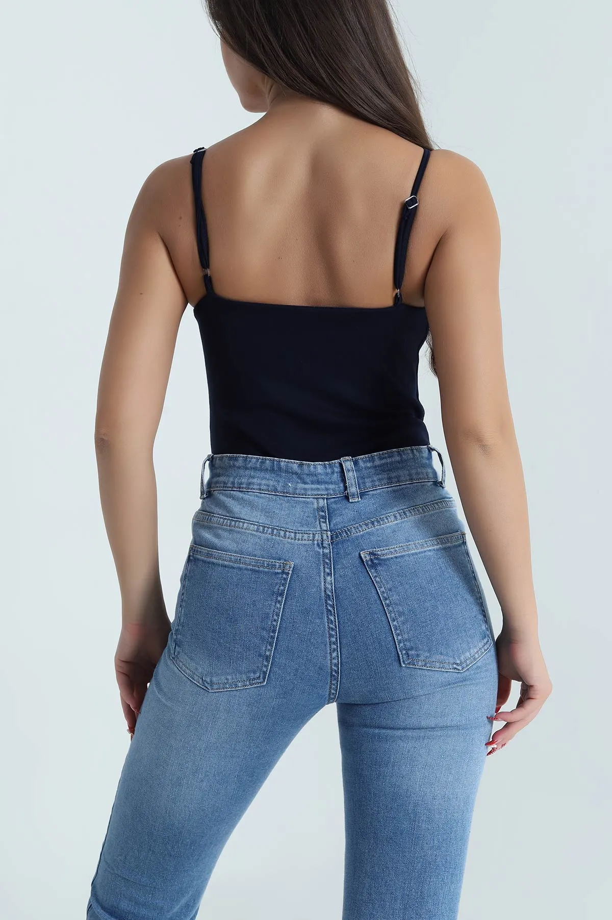 Lacivert İp Askılı Oysho Kadın Zıbın Bluz 475262
