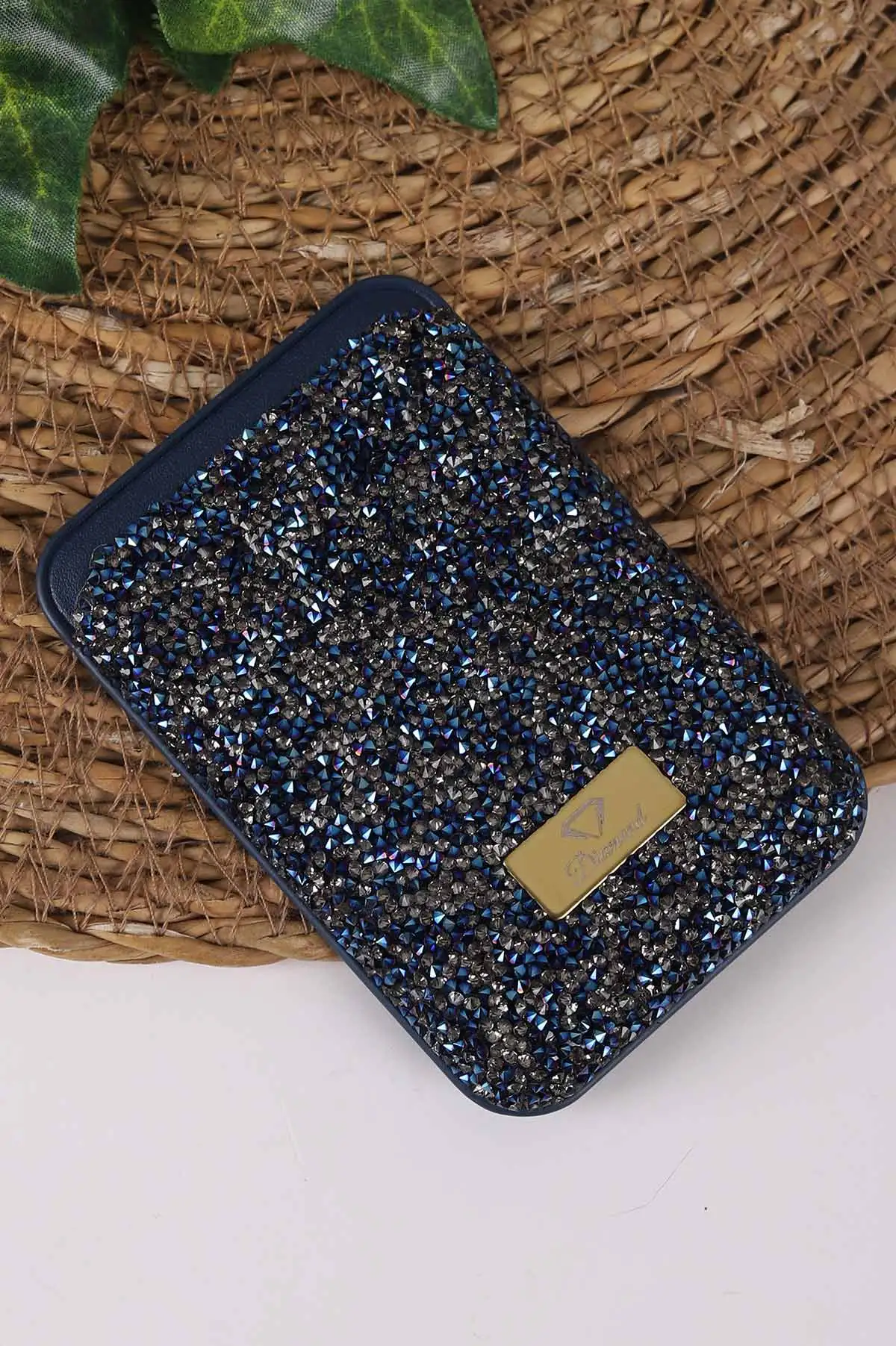 Lacivert Iphone Uyumlu Diamond Wallet Case - Taşlı Magsafe Kartlık - Telefon Kartlığı 431867