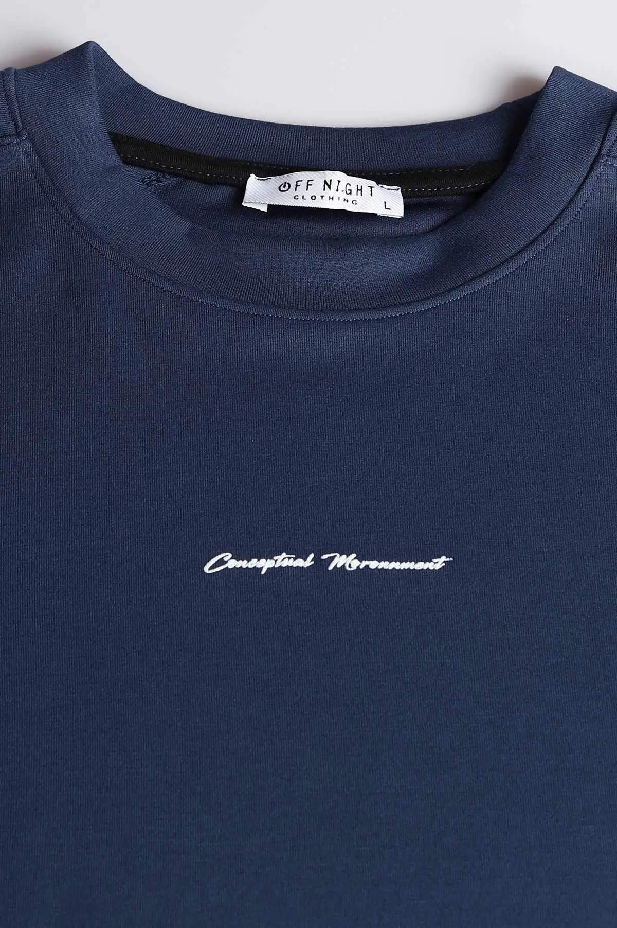 Lacivert Kabartma Yazılı Bisiklet Yaka Erkek Sweatshirt 396892