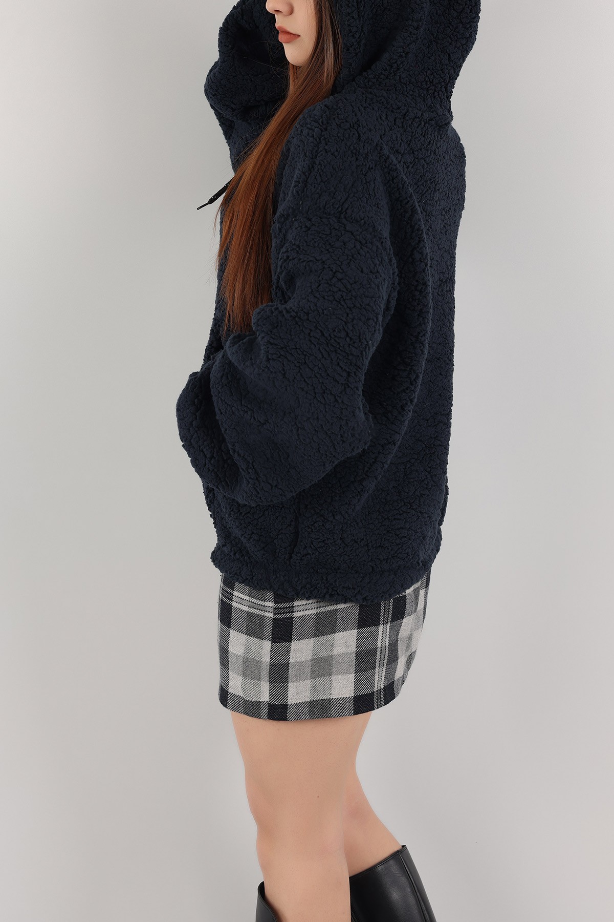 Lacivert Kapüşonlu Cepli Yumoş Sweat 151237