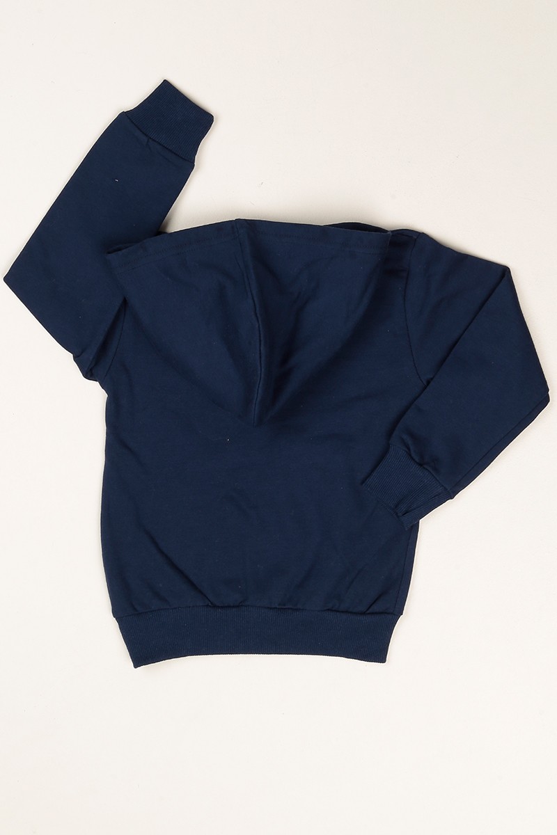 Lacivert Kapüşonlu İçi Şardonlu Erkek Çocuk Sweat 80677
