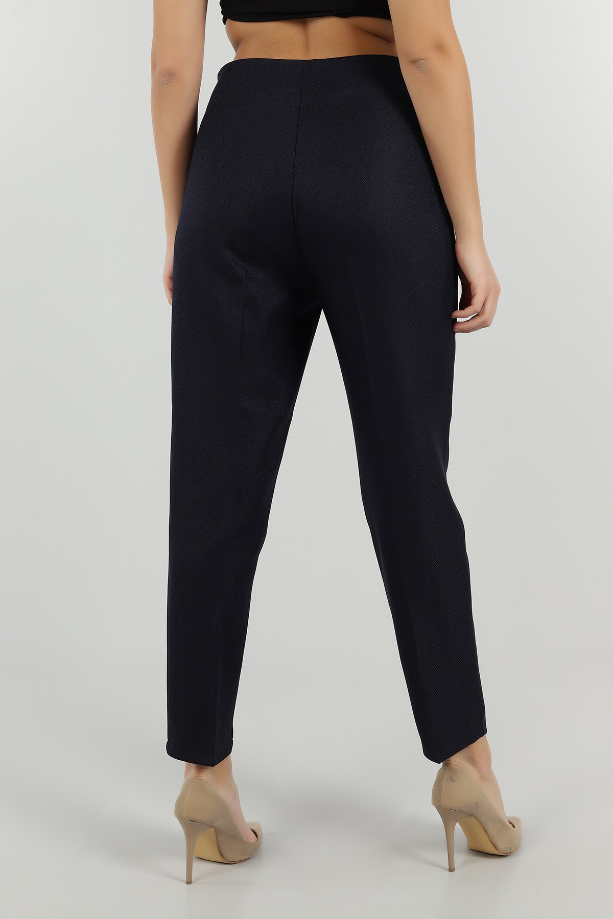 Lacivert Kemer Detay Yün Efek Pantolon -T 149018