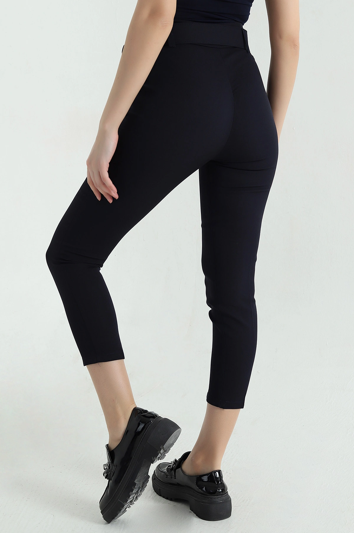 Lacivert Kemerli Dabıl Bayan Pantolon 351351