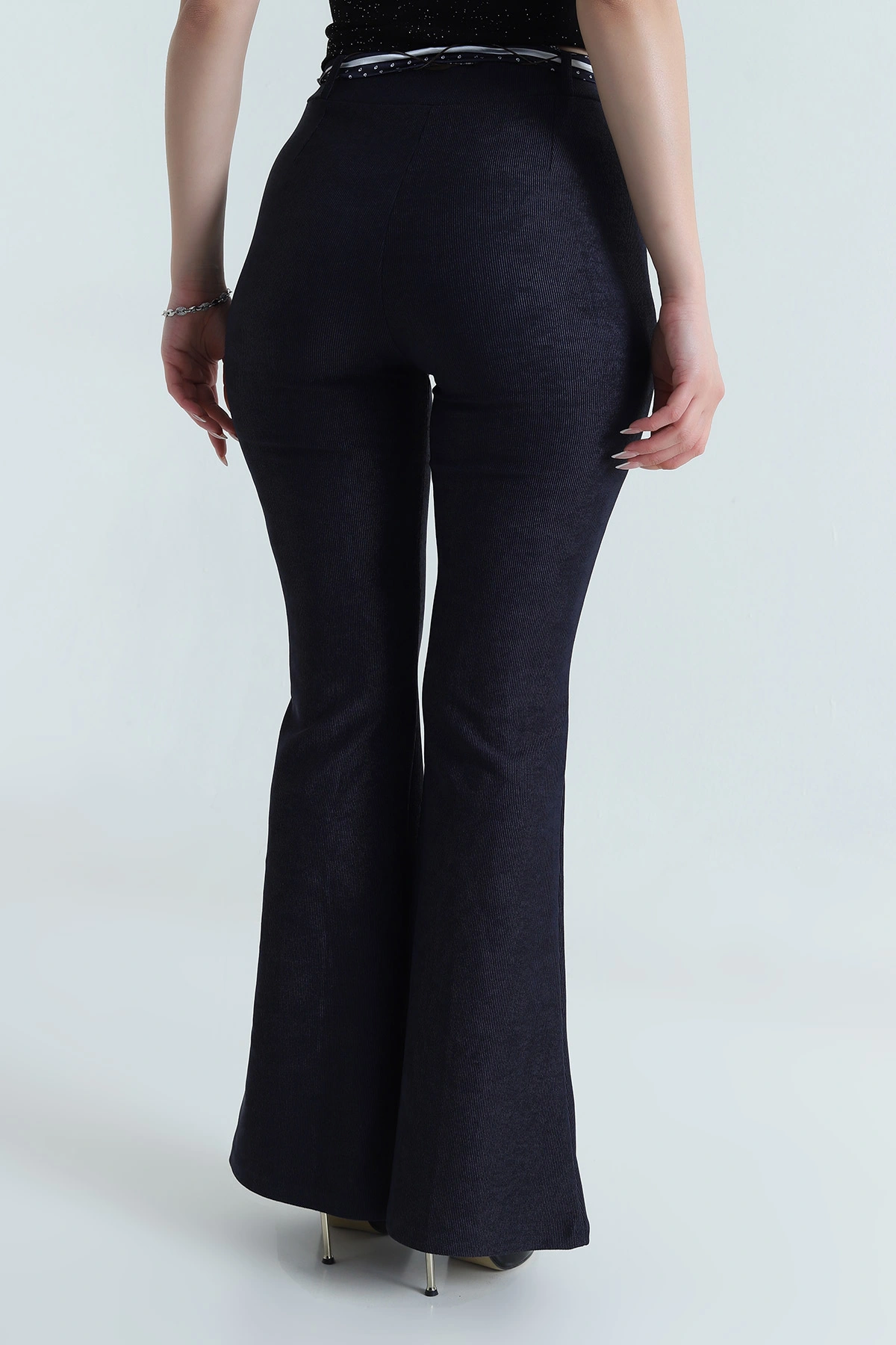 Lacivert Kemerli Massimo Kadın Pantolon 489854