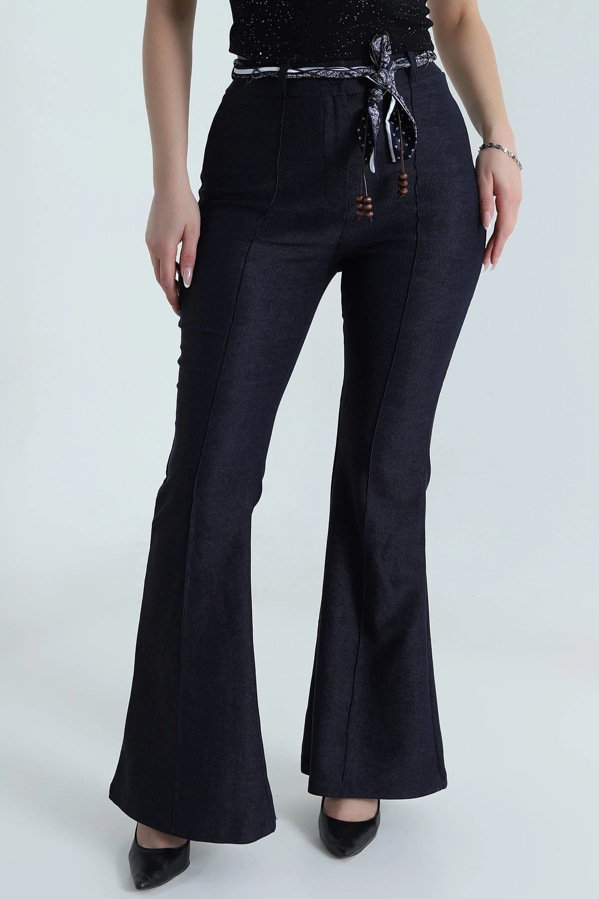 Lacivert Kemerli Massimo Kadın Pantolon 489854