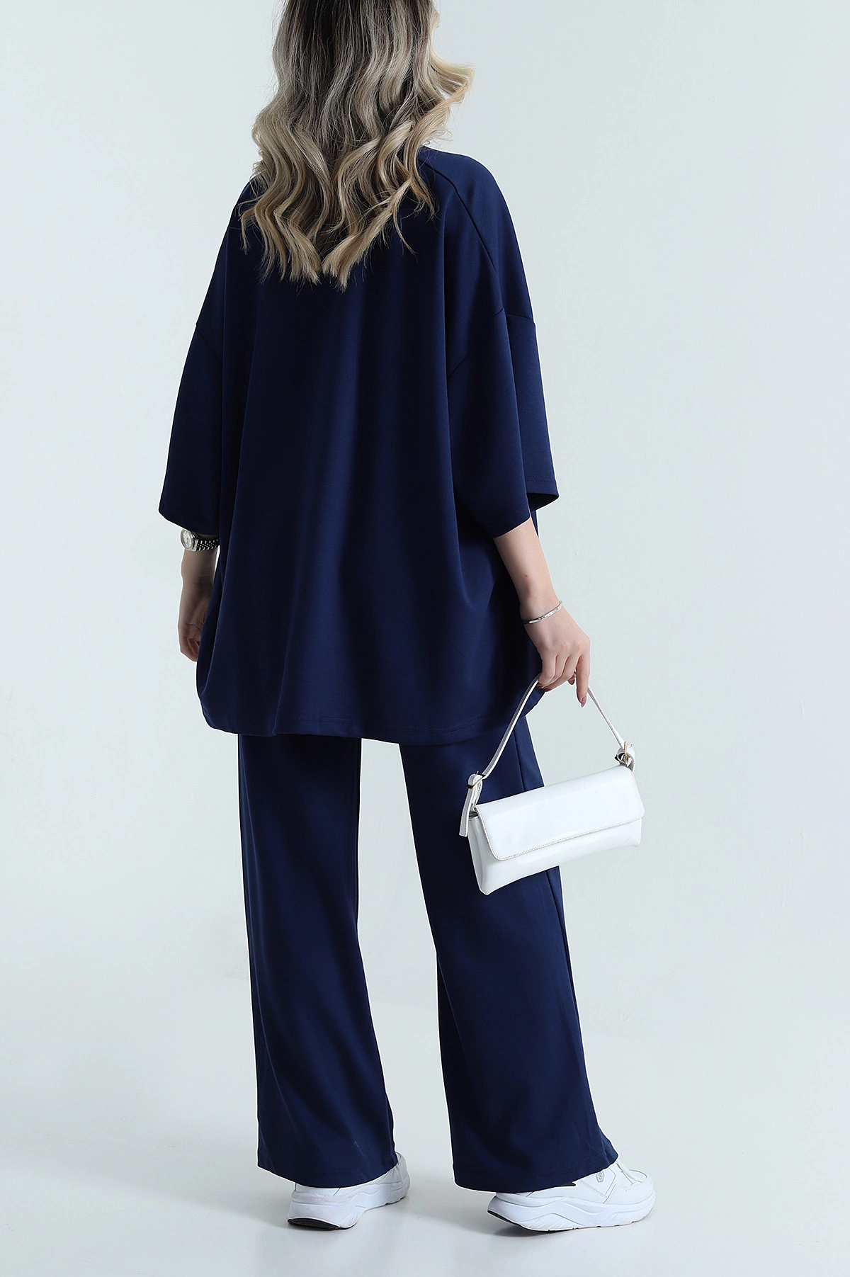 Lacivert Kimono Pantolon Kadın İkili Takım 479532