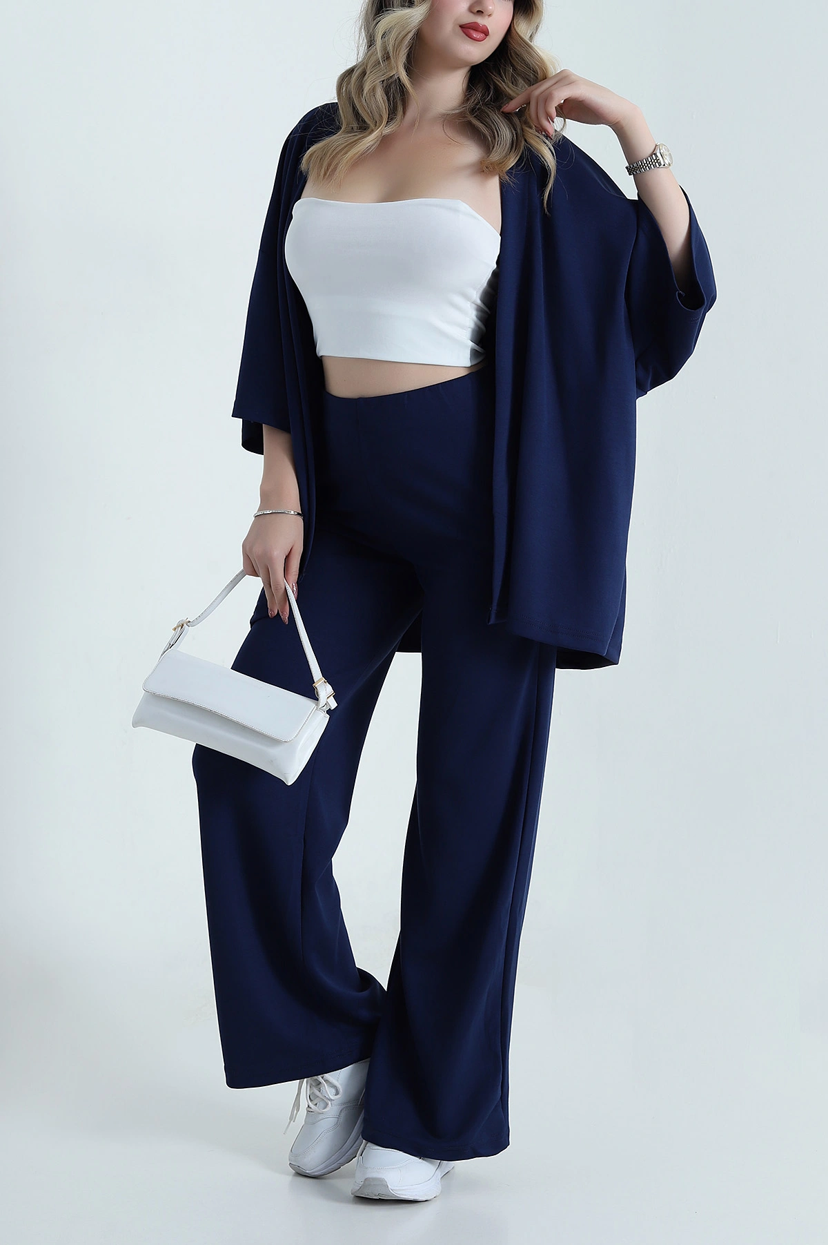 Lacivert Kimono Pantolon Kadın İkili Takım 479532