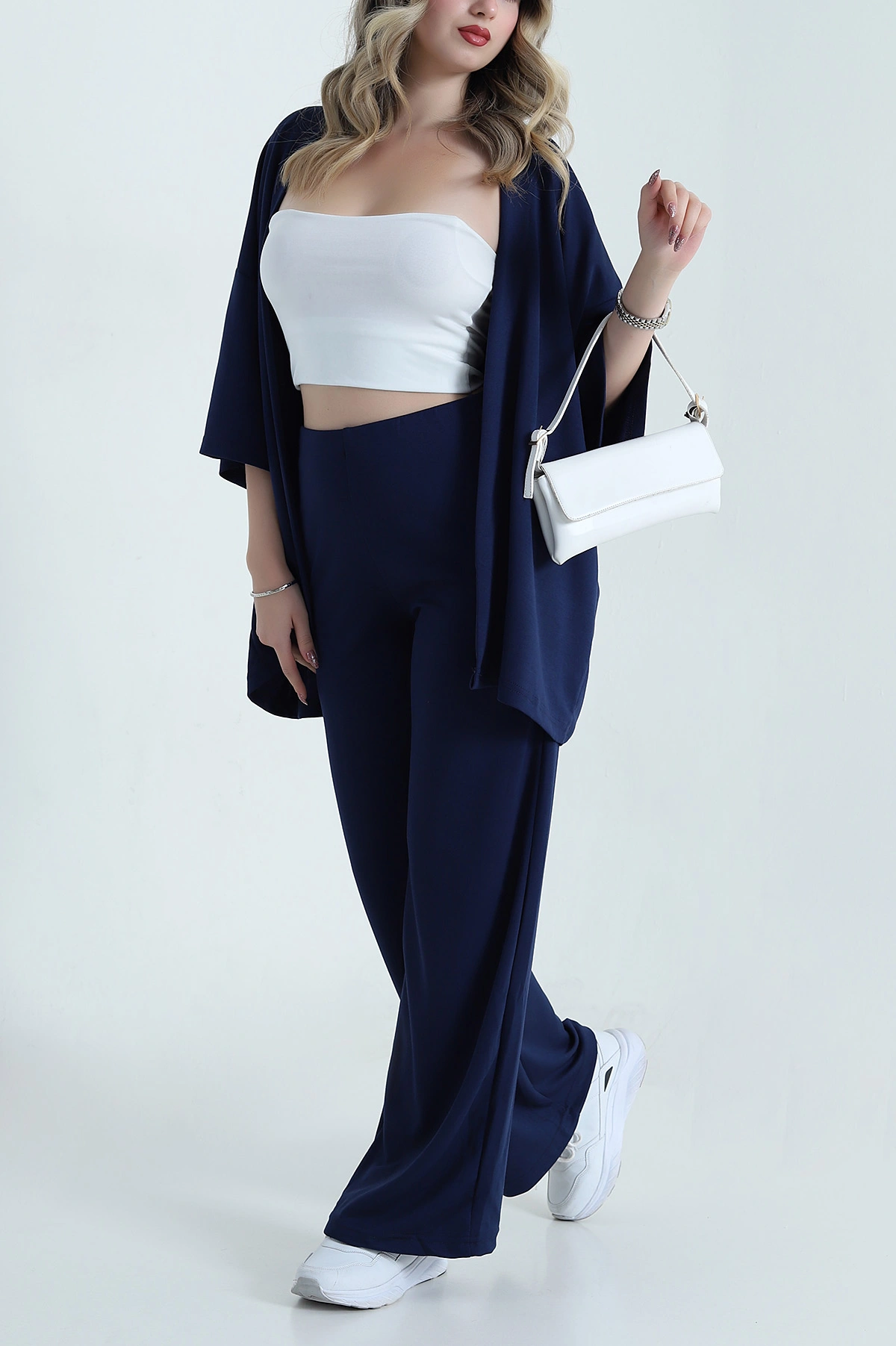Lacivert Kimono Pantolon Kadın İkili Takım 479532