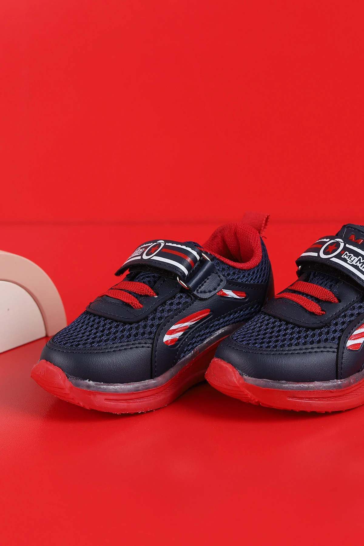 Lacivert Kırmızı (21-25 Bebe) Yıldız Baskılı Işıklı Bebe Spor Ayakkabı 257172