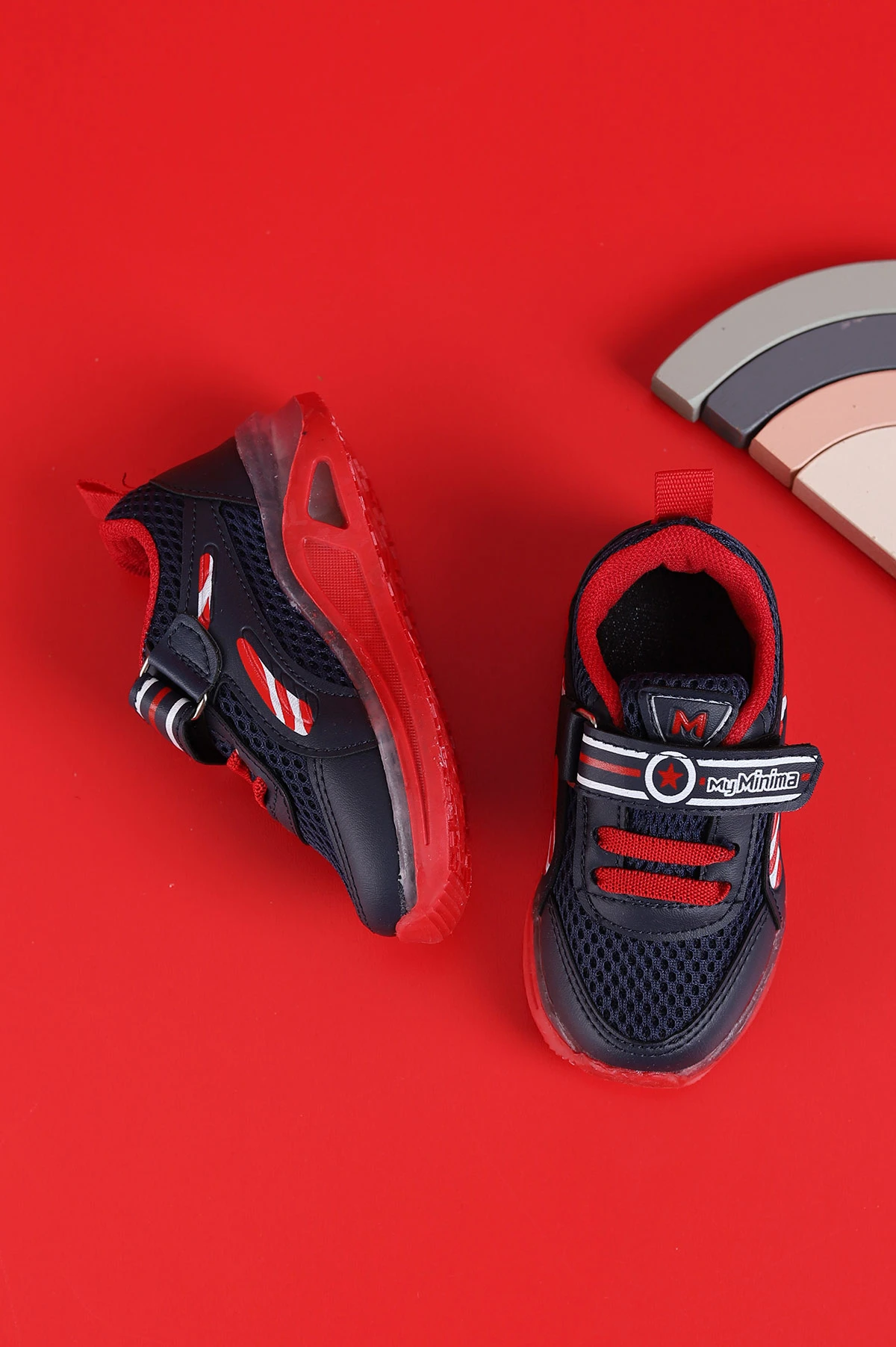 Lacivert Kırmızı (21-25 Bebe) Yıldız Baskılı Işıklı Bebe Spor Ayakkabı 257172