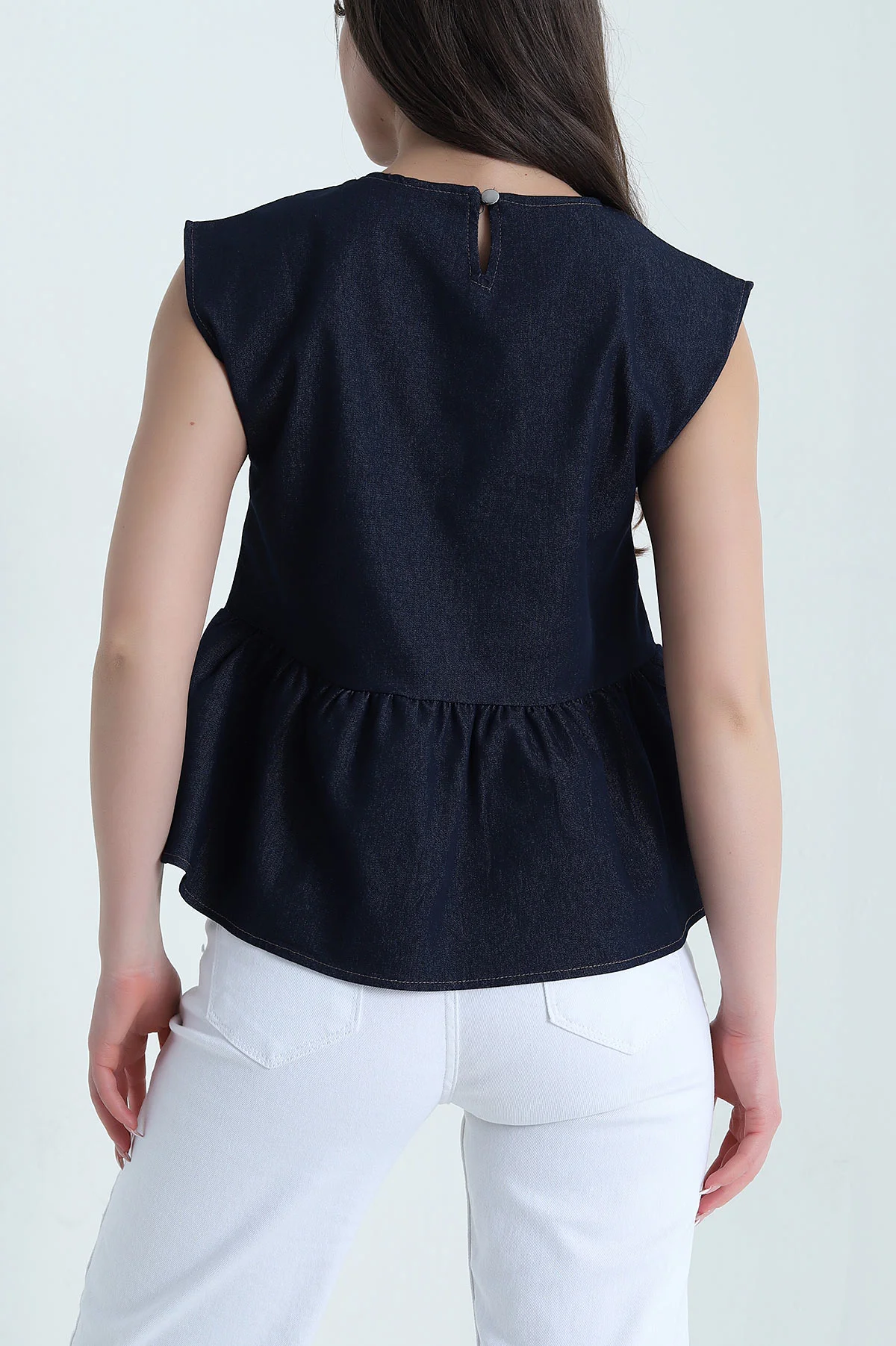 Lacivert Kolsuz Tensel Kot Kadın Bluz 454959