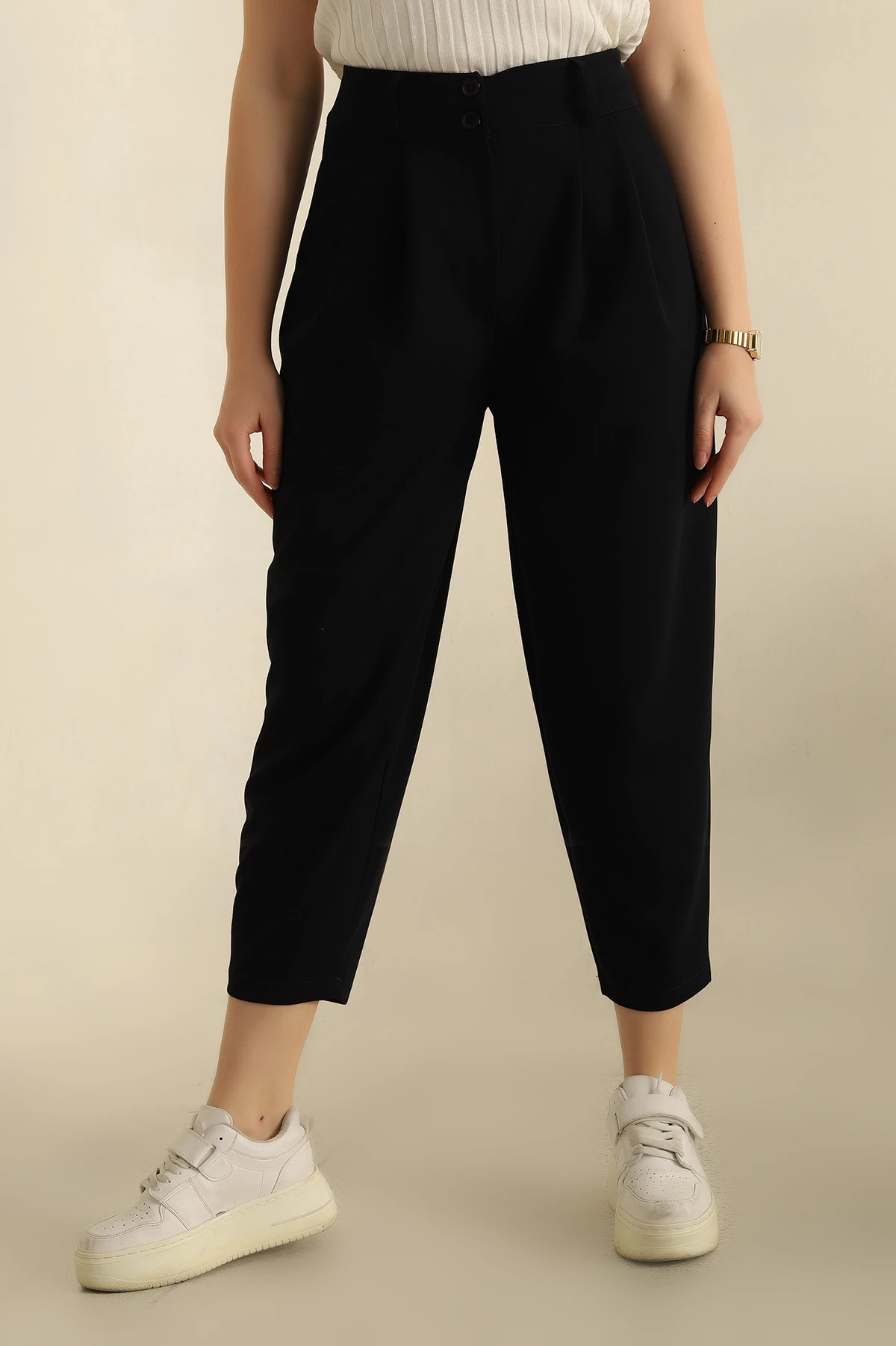 Lacivert Krep Kumaş Havuç Pantolon 265008