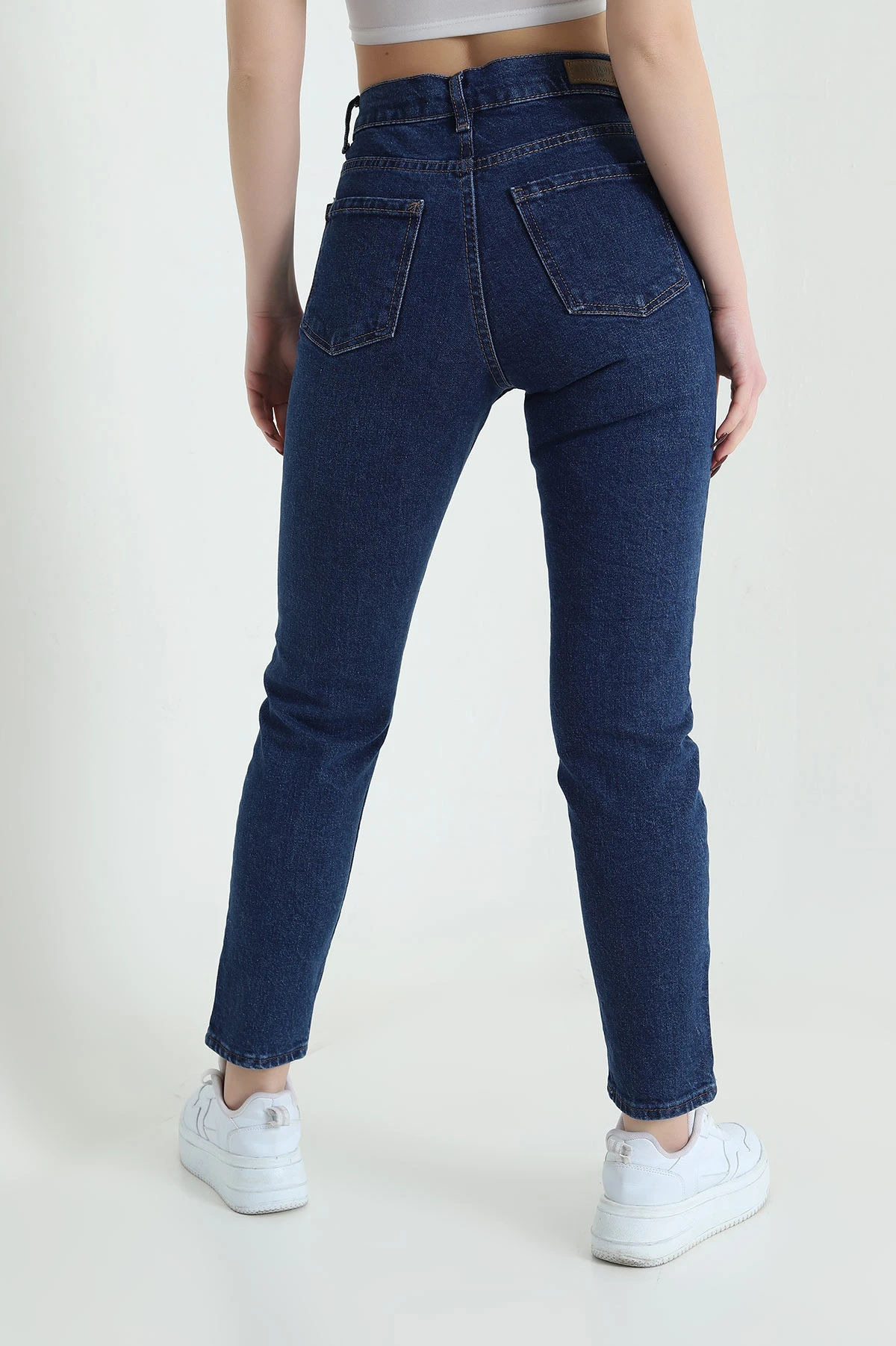 Lacivert Lazer Kesim Comfort Likralı Kadın Kot Pantolonu 432038