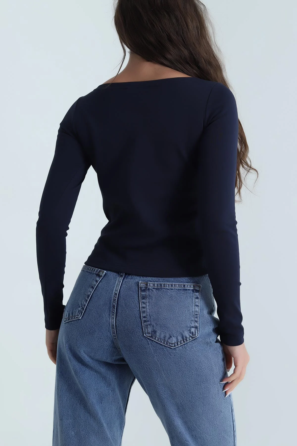Lacivert Likralı İnterlok Kadın Bady 485487