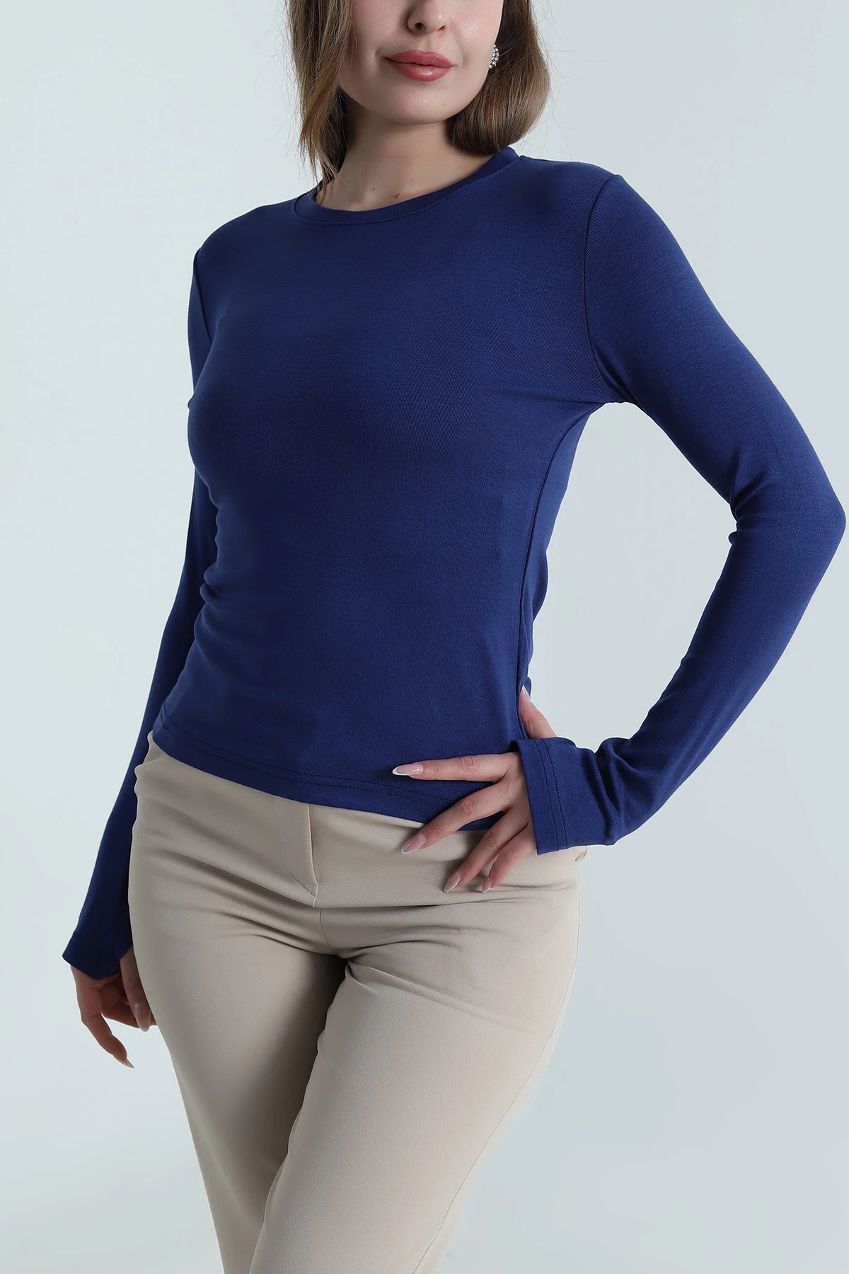 Lacivert Lİkralı Kadın Body Bluz 488407