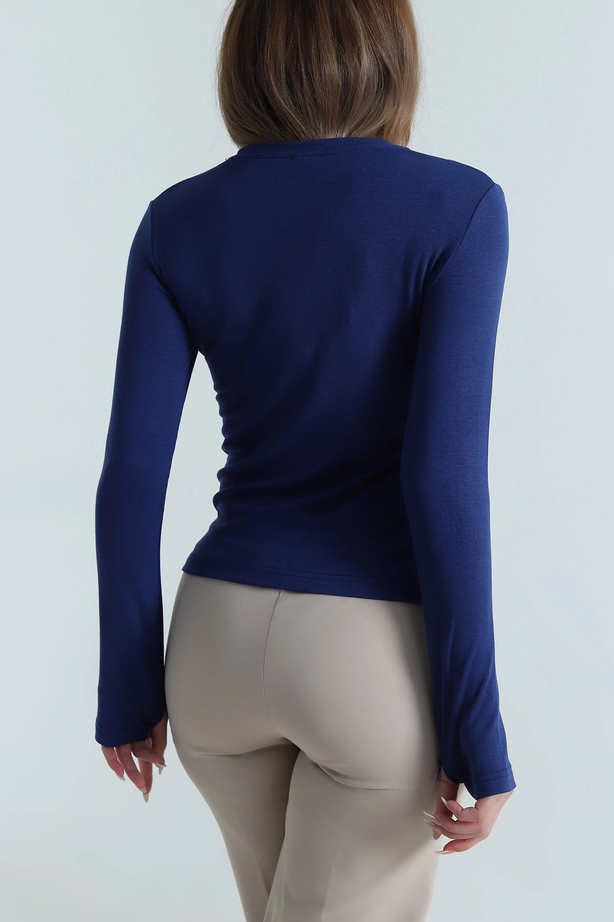Lacivert Lİkralı Kadın Body Bluz 488407