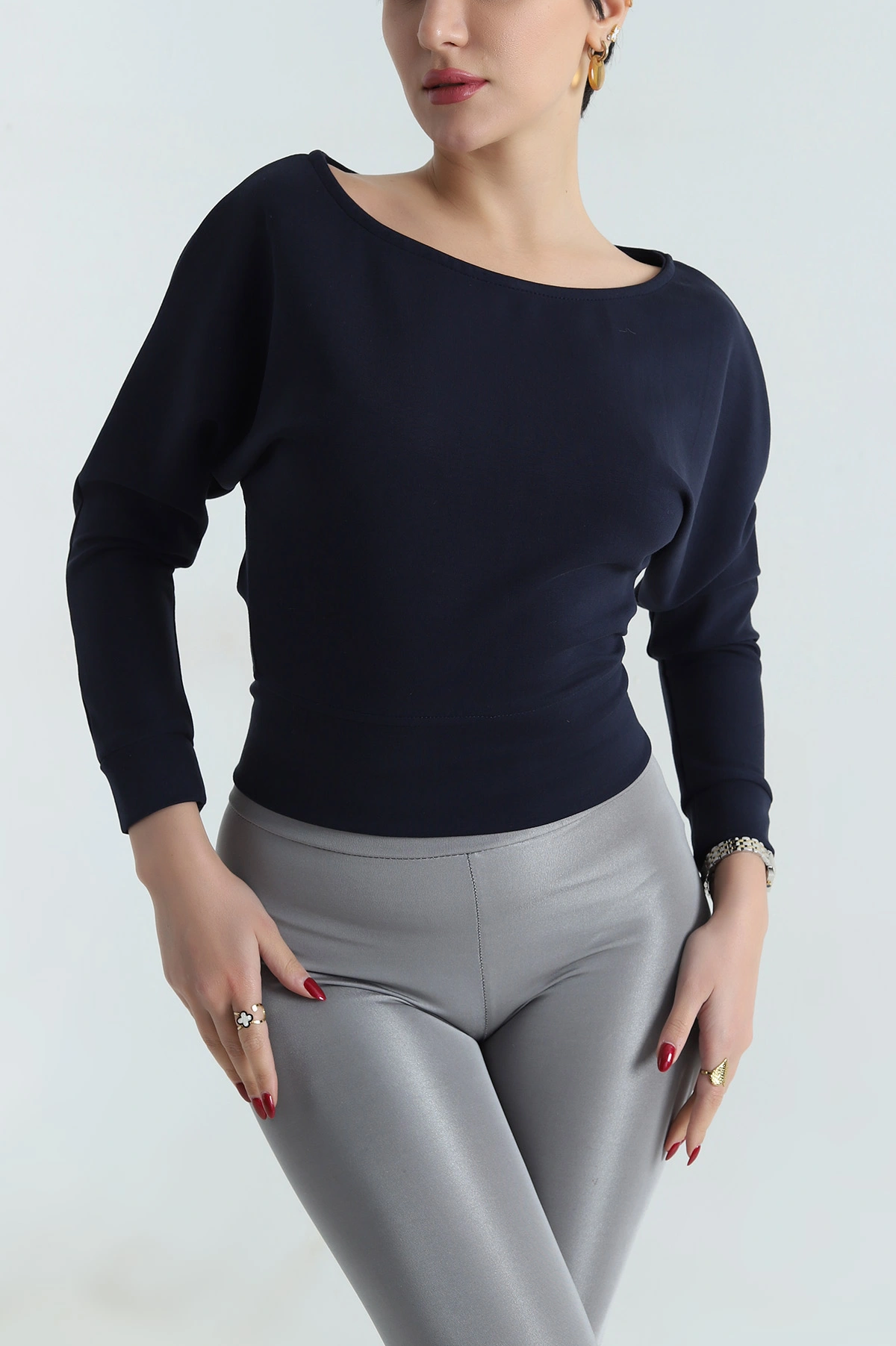 Lacivert Likralı Modal Kadın Badi 416272