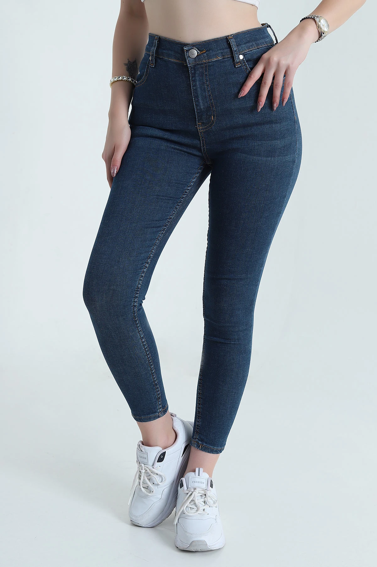 Lacivert Likralı Slim Fit Kadın Kot Pantolon 478538