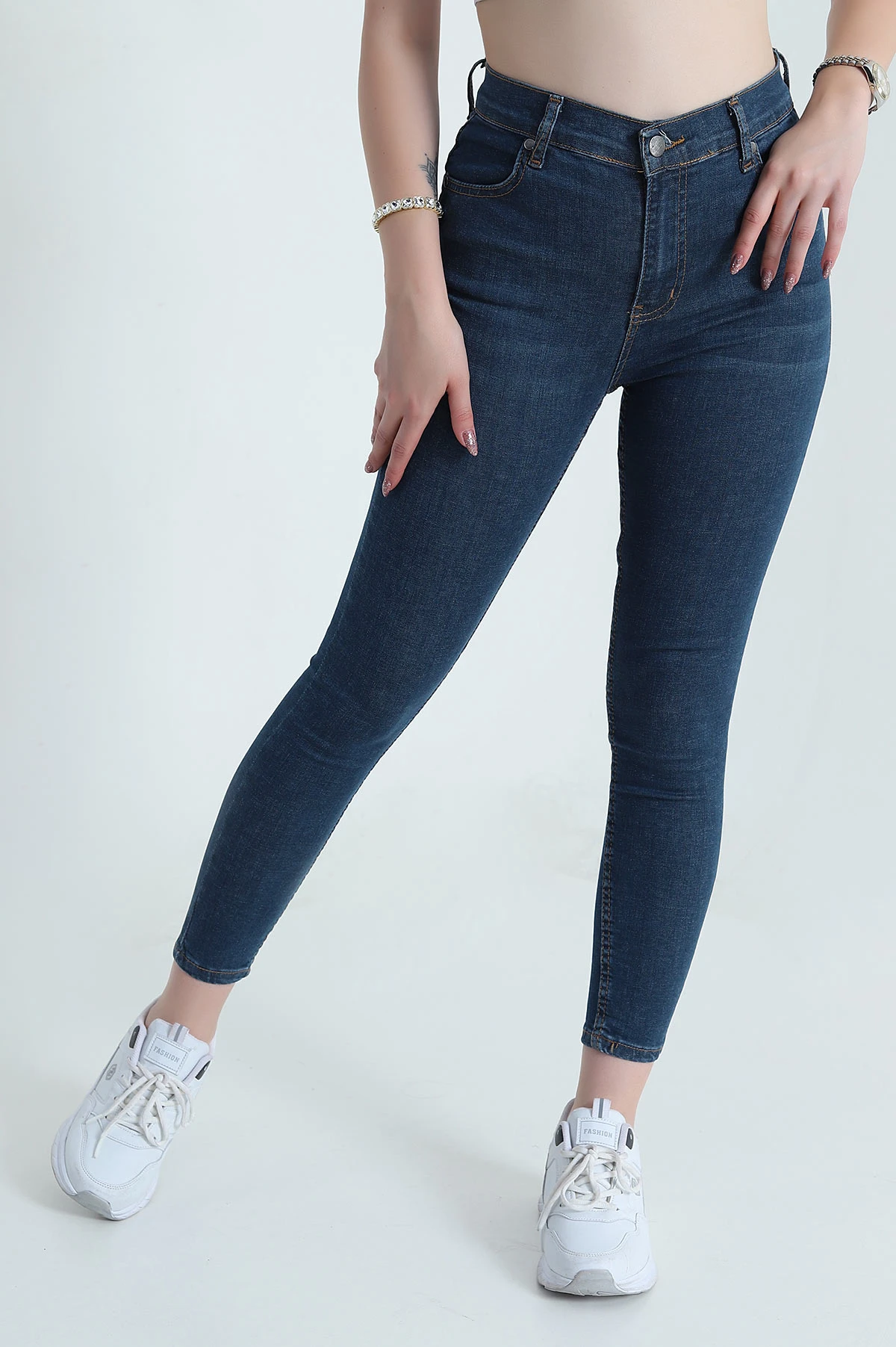 Lacivert Likralı Slim Fit Kadın Kot Pantolon 478538