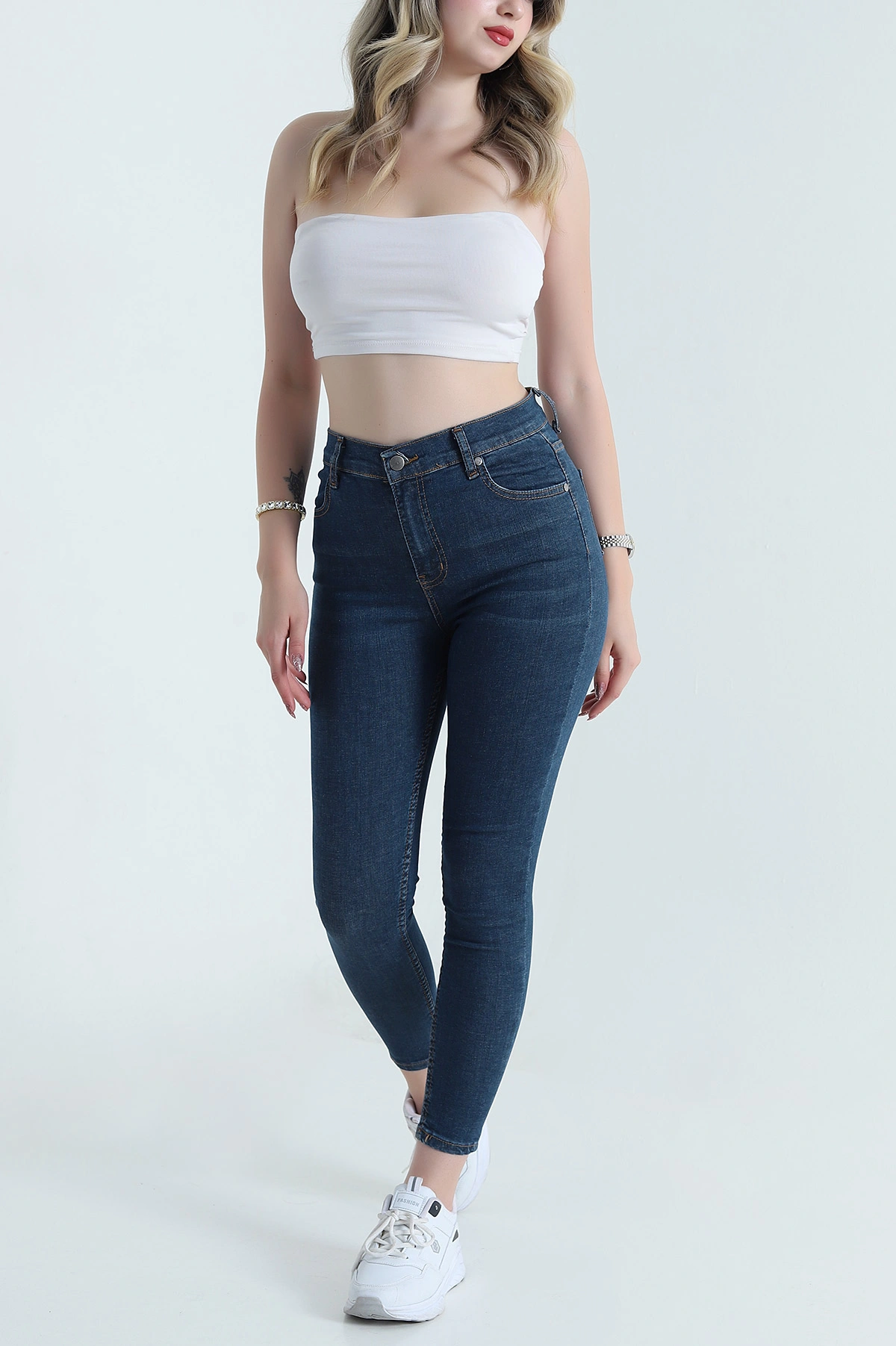 Lacivert Likralı Slim Fit Kadın Kot Pantolon 478538