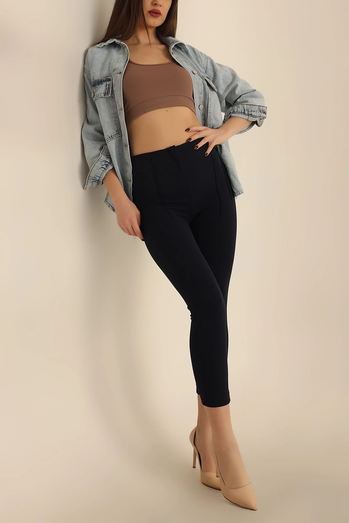 Lacivert Likralı Tayt Pantolon 241809