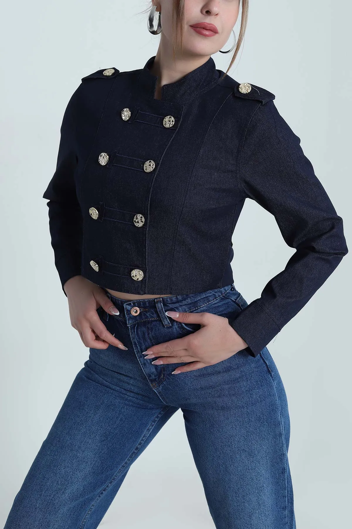 Lacivert Lİkralı Tensel Kot Premium Kadın Ceket 486720
