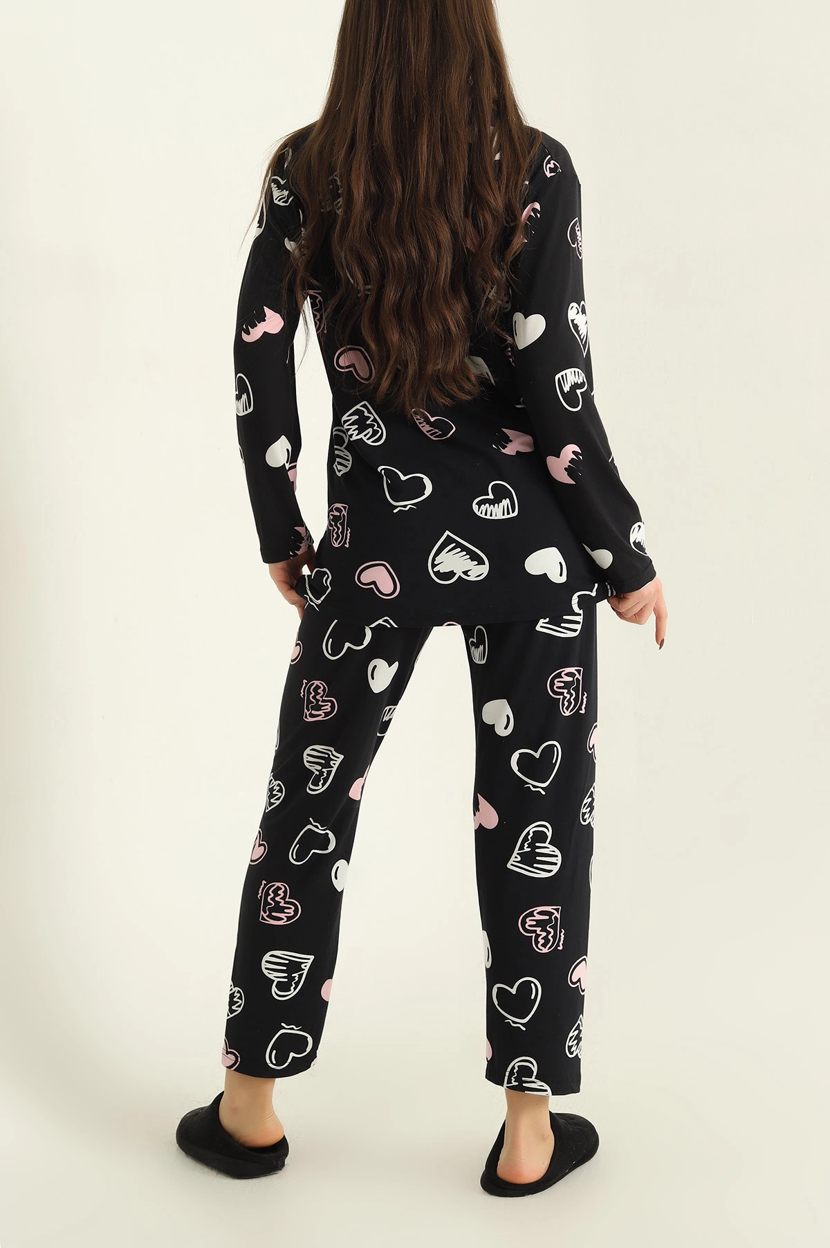 Lacivert Milan Düğmeli Bayan Pijama Takımı 329614