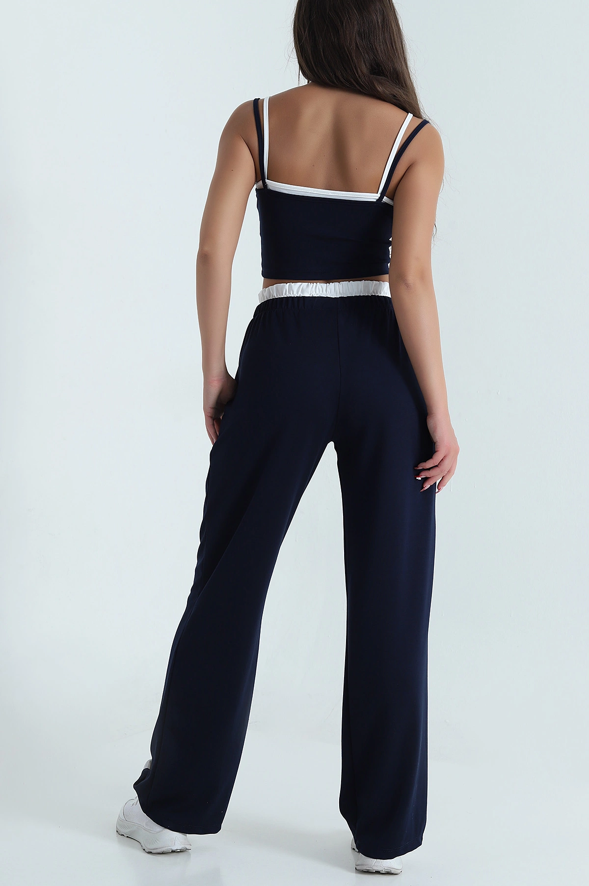Lacivert Modal Crop Pantolon İkili Takım 471988