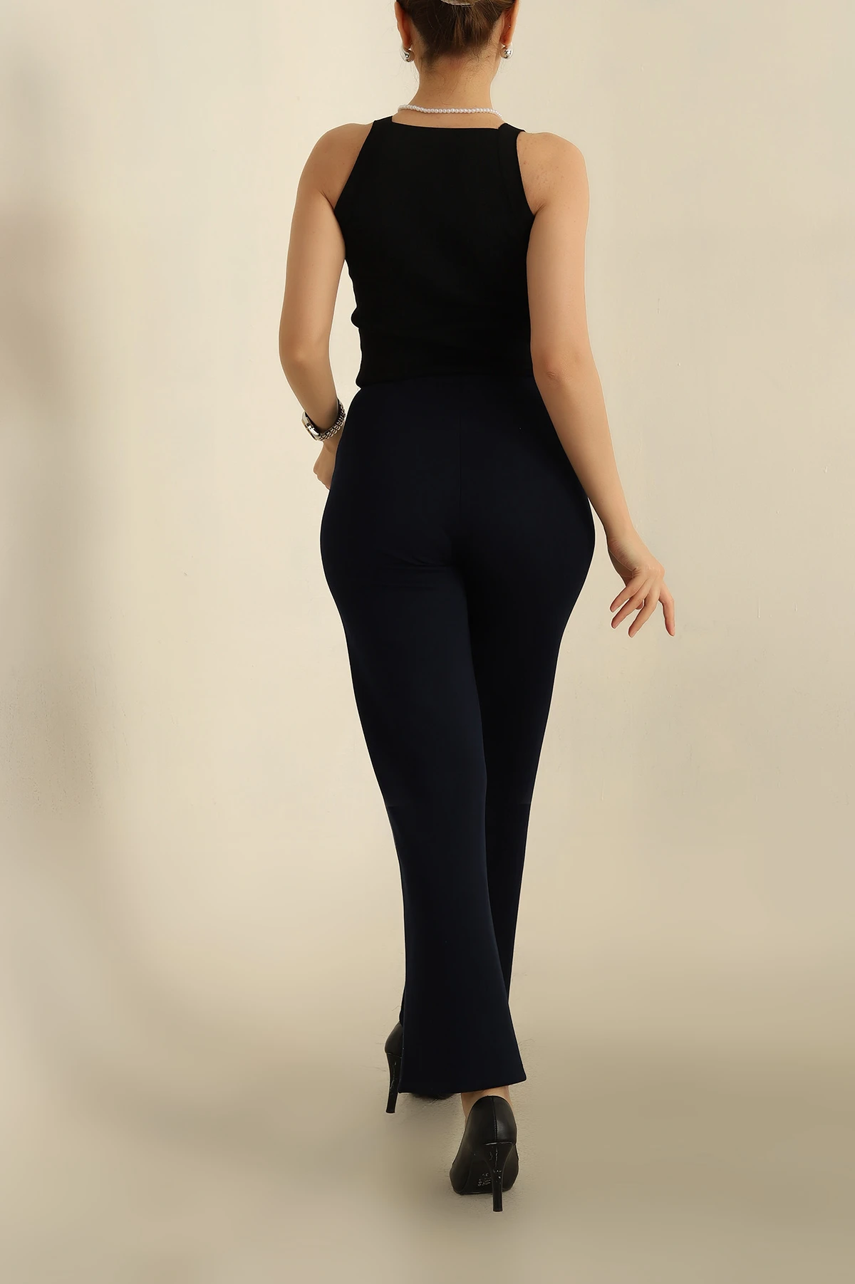 Lacivert Modal Kumaş Çimalı Bayan Pantolon 265926