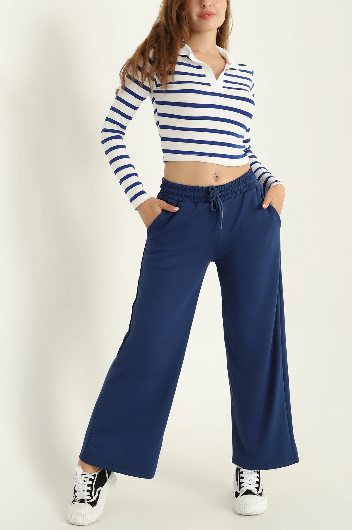 Lacivert Modal Palazzo Bayan Alt 292857