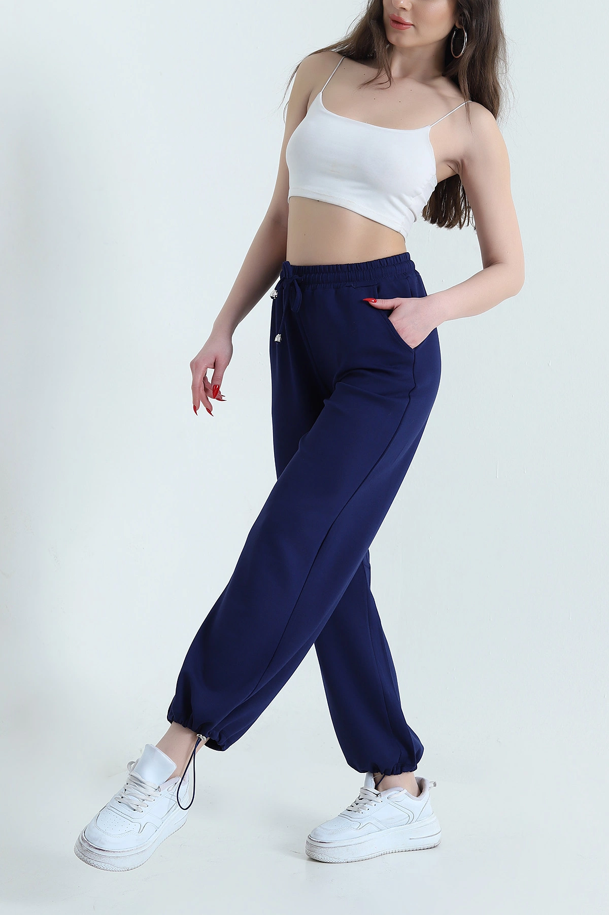 Lacivert Modal Stoperli Kadın Pantolon 439827