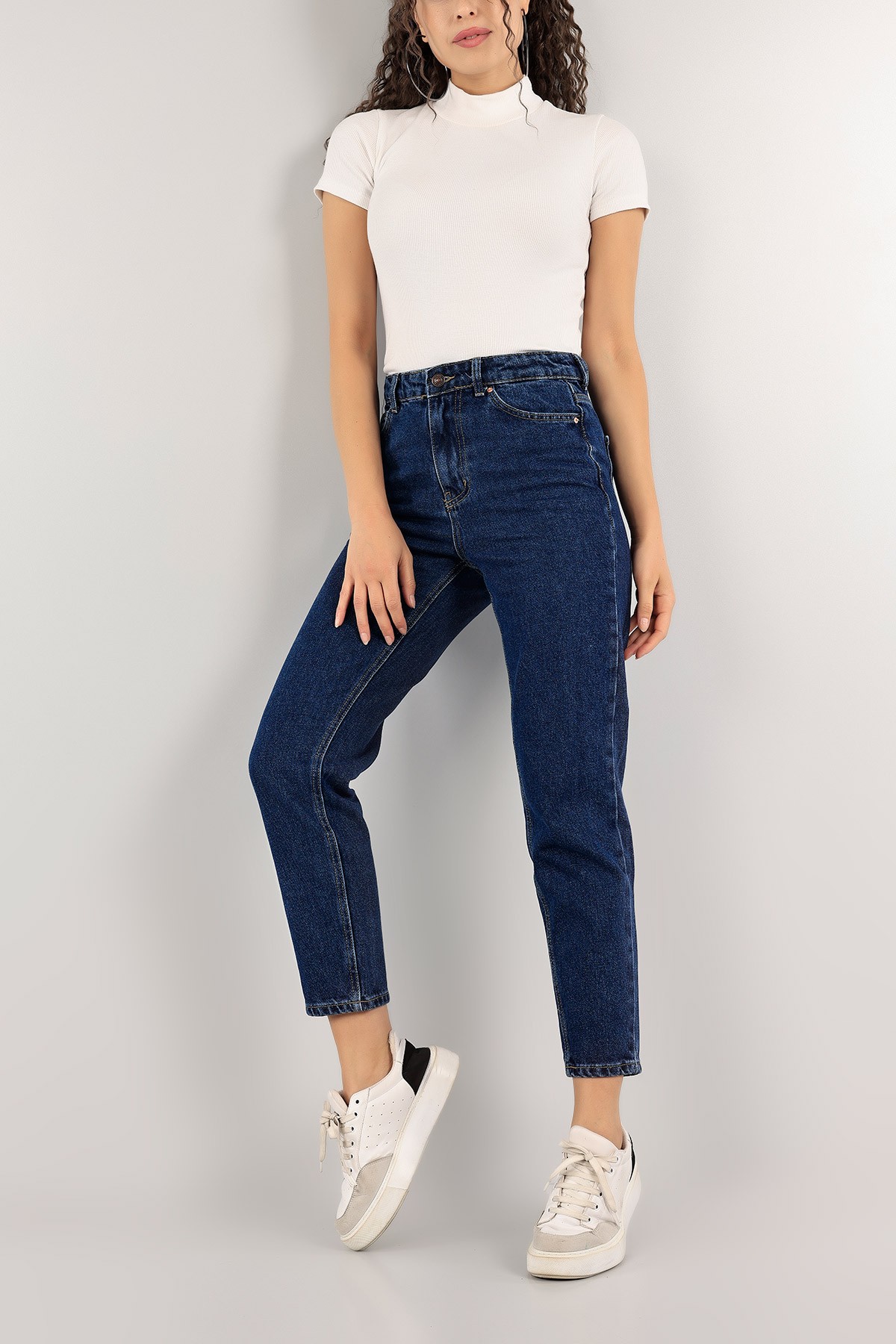 Lacivert Mom Kot Pantolon 128507