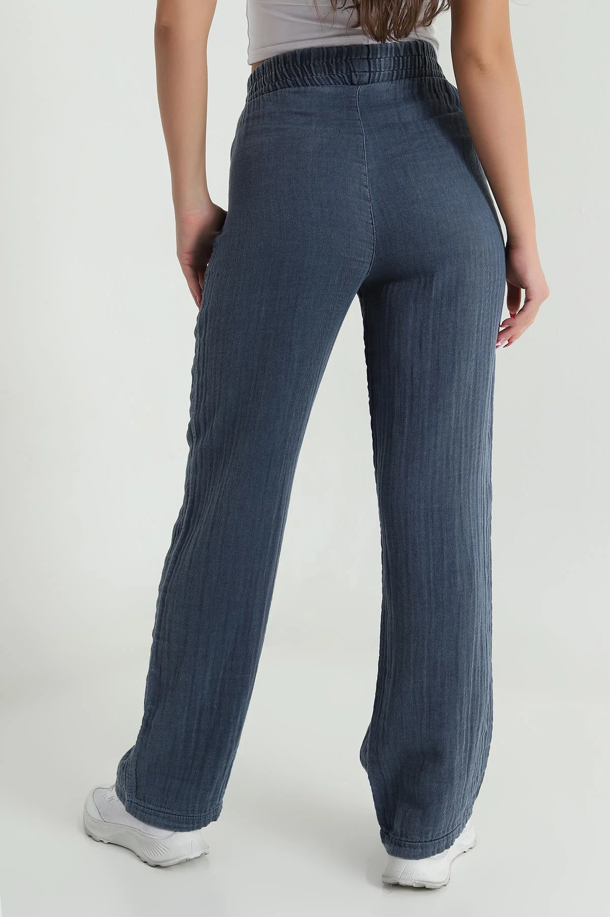 Lacivert Müslin Gabardin Karyıkama Kadın Pantolon 474021
