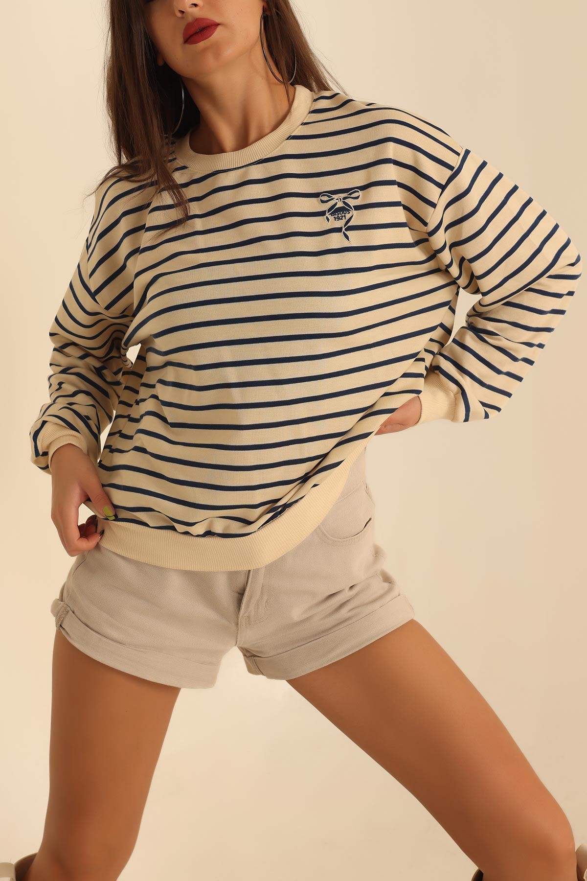 Lacivert Nakışlı İki İp Sweat 201597