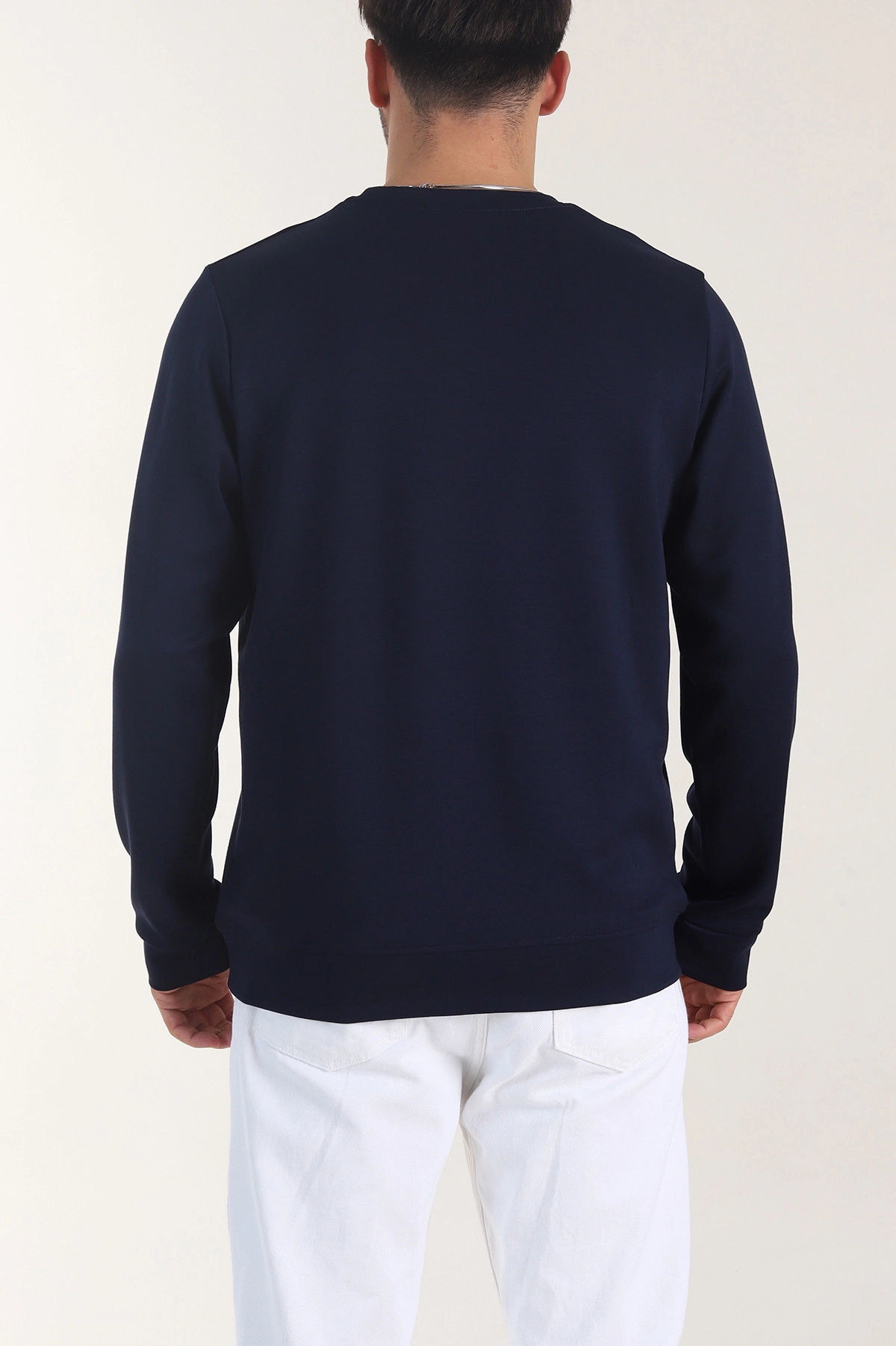 Lacivert Osyho Kumaş Bisiklet Yaka Erkek Sweatshirt 407679