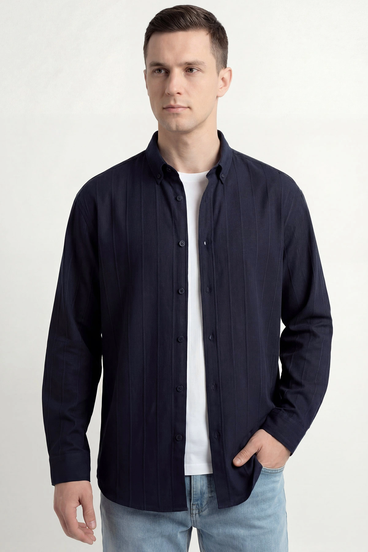 Lacivert Oversize Yeni Sezon Erkek Gömlek 448976