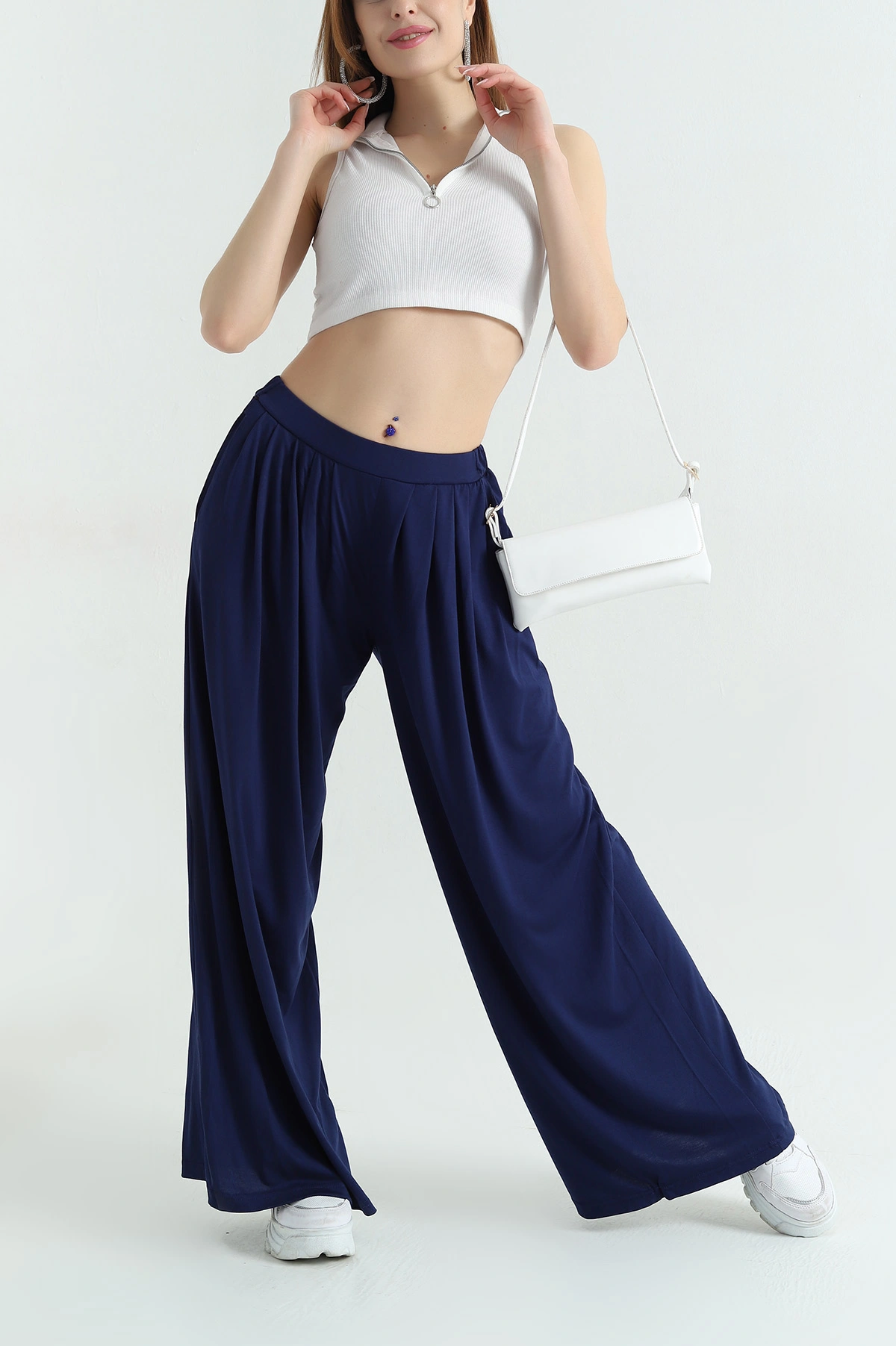 Lacivert Oysho Bol Paça Bayan Pantolon 353989
