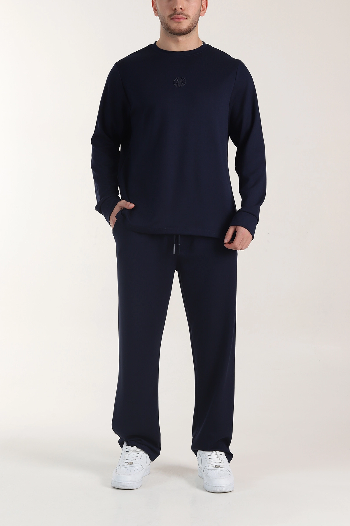 Lacivert Oysho Kumaş Baggy Erkek İkili Takım 405374