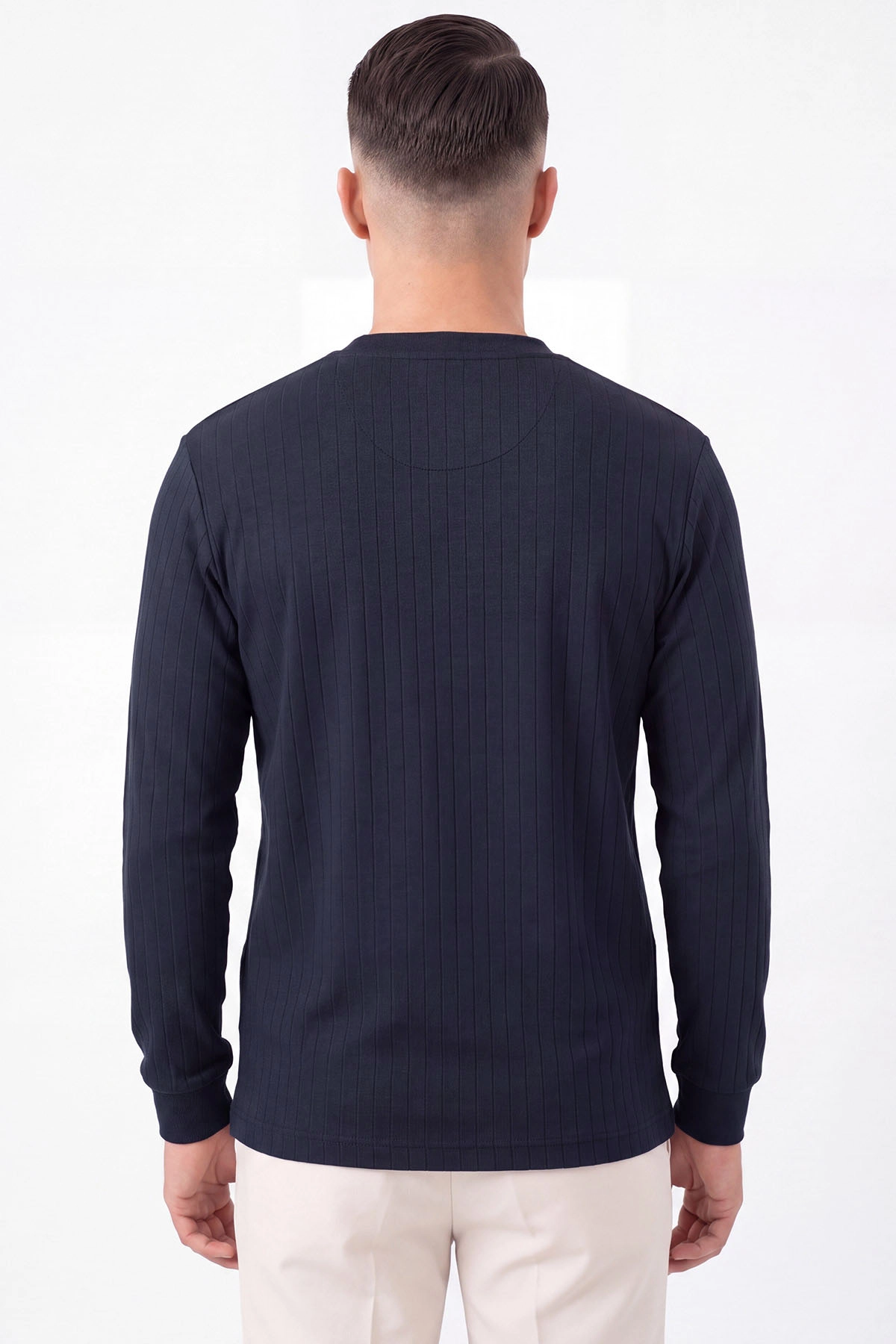 Lacivert Oysho Kumaş Çizgili Erkek Sweatshirt 482839