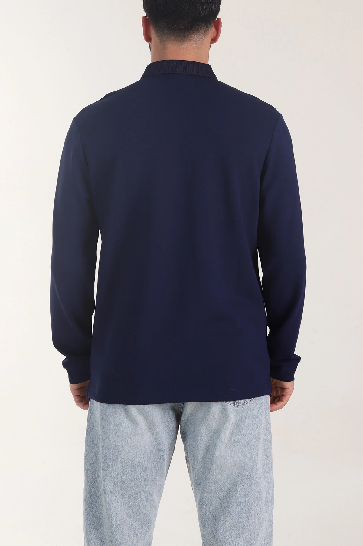Lacivert Oysho Kumaş Düğmeli Polo Yaka Erkek Sweatshirt 406023