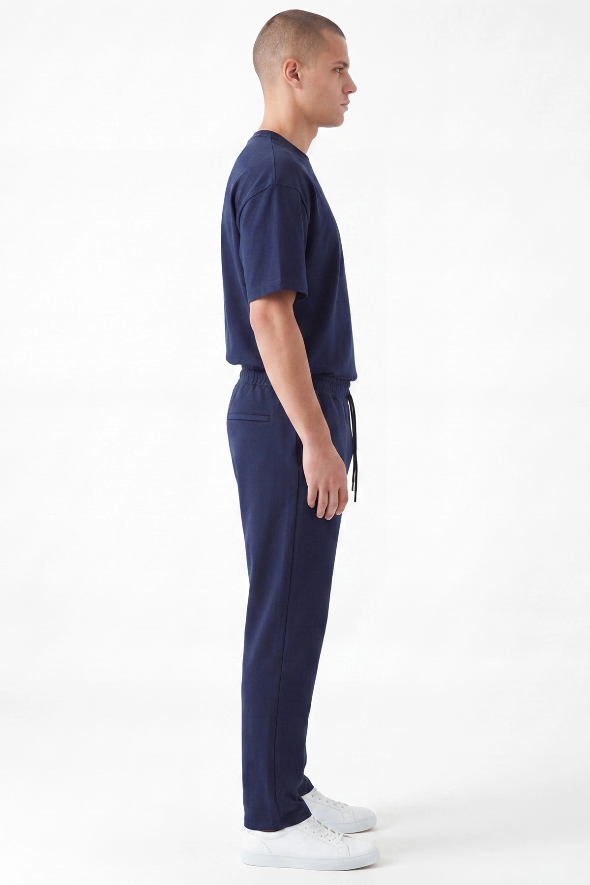 Lacivert Oysho Kumaş Oversize Bisiklet Yaka Erkek İkili Takım 445191